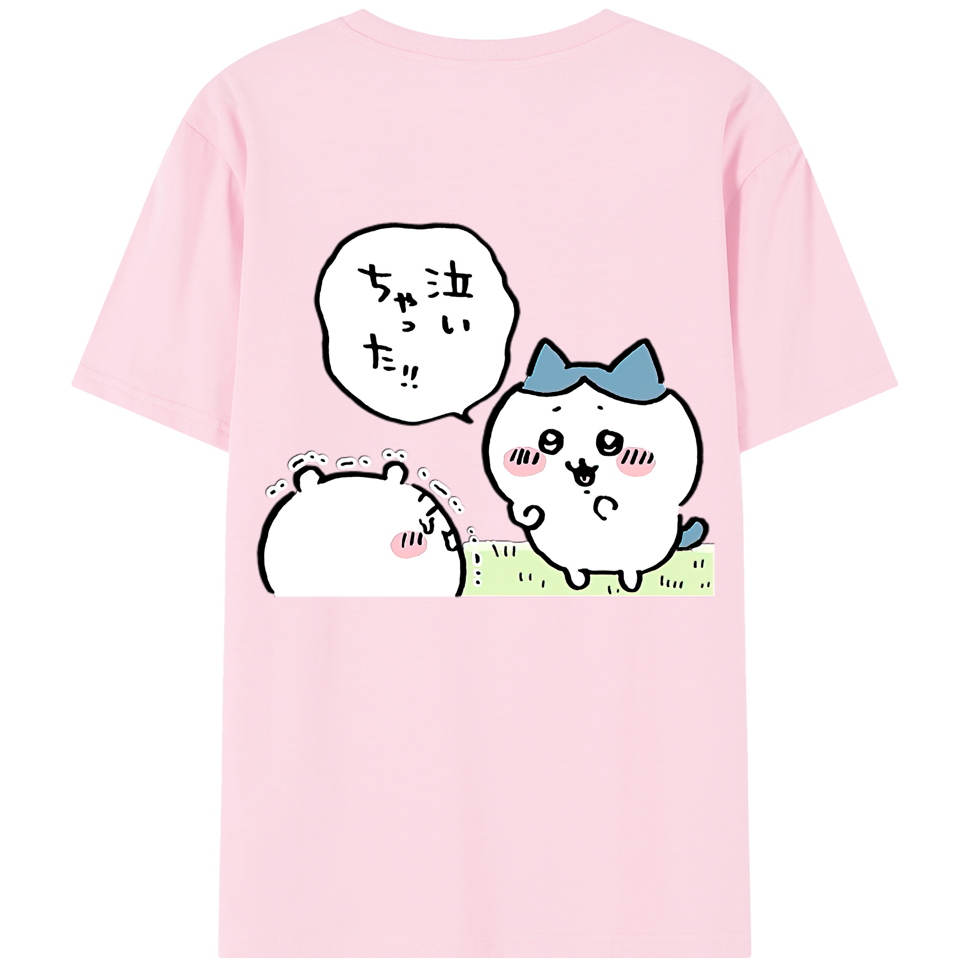 （画像用） ちいかわ ハチワレ Chii-kawa hachiware 綿100％半袖Tシャツ（背面プリント）