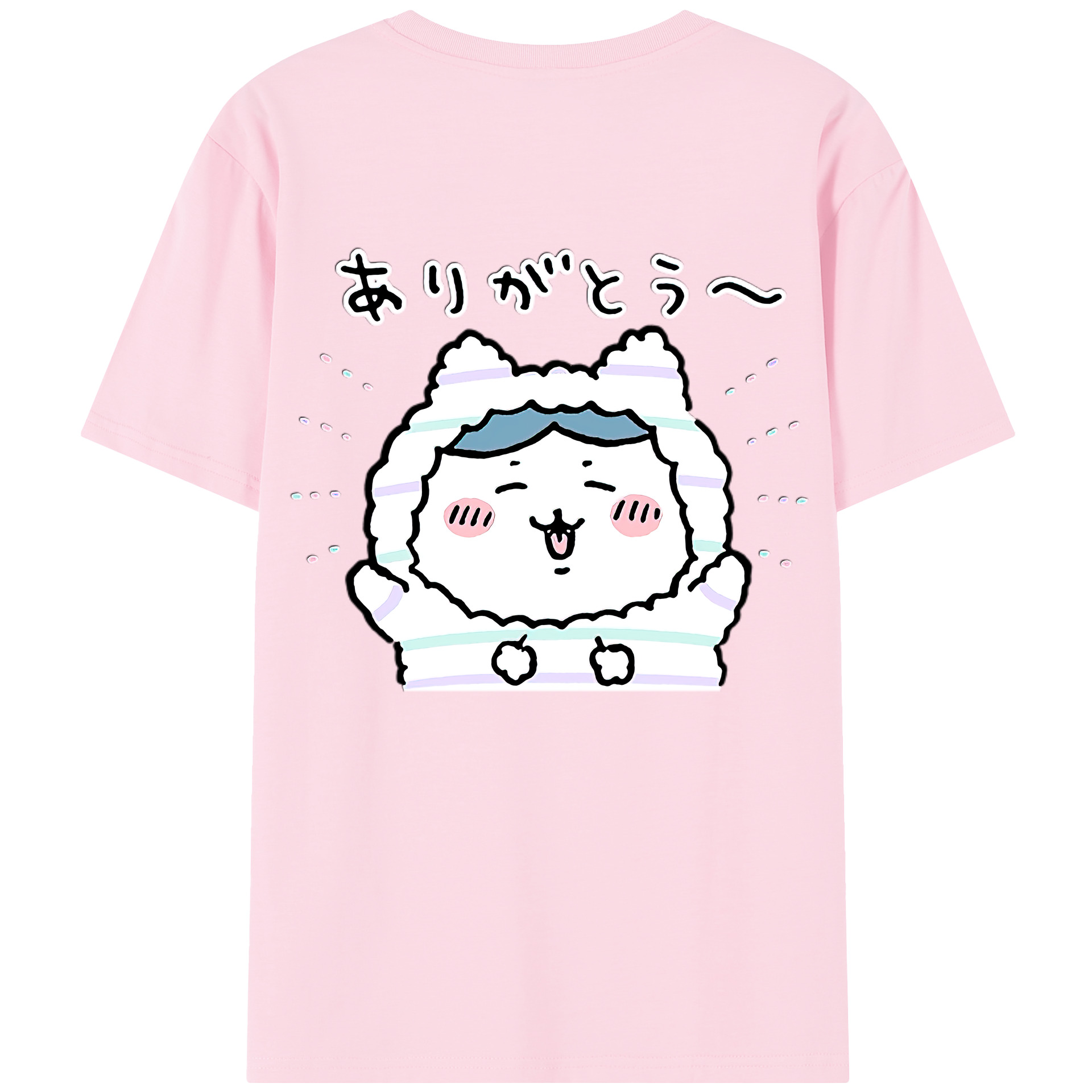 （画像用） ちいかわ ハチワレ Chii-kawa hachiware 綿100％半袖Tシャツ（背面プリント）