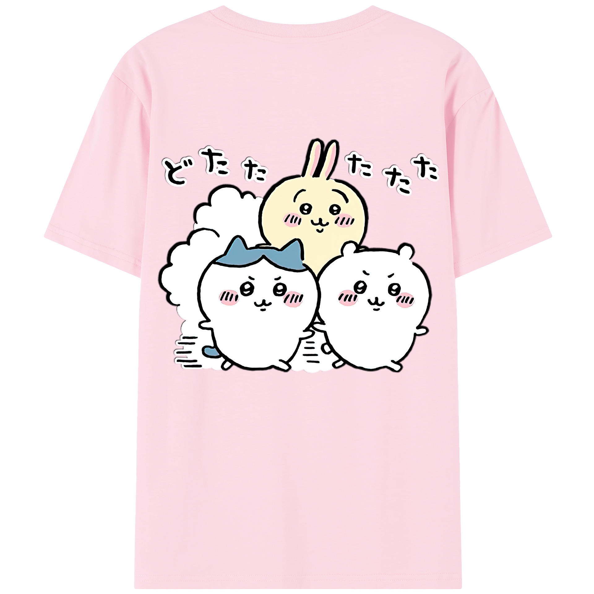 （画像用） ちいかわ ハチワレ Chii-kawa hachiware 綿100％半袖Tシャツ（背面プリント）