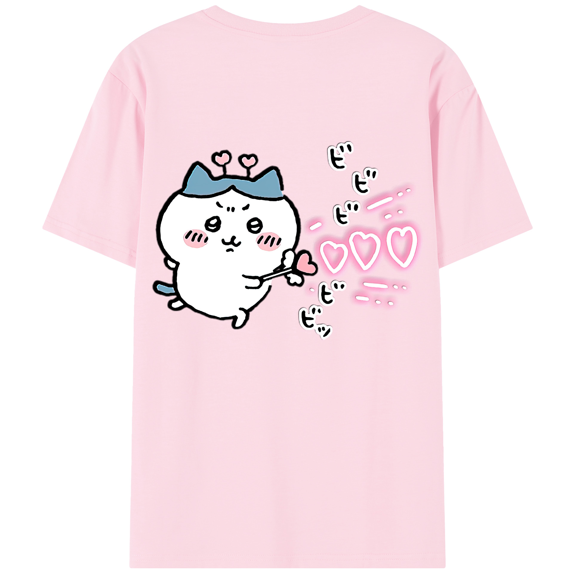 （画像用） ちいかわ ハチワレ Chii-kawa hachiware 綿100％半袖Tシャツ（背面プリント）