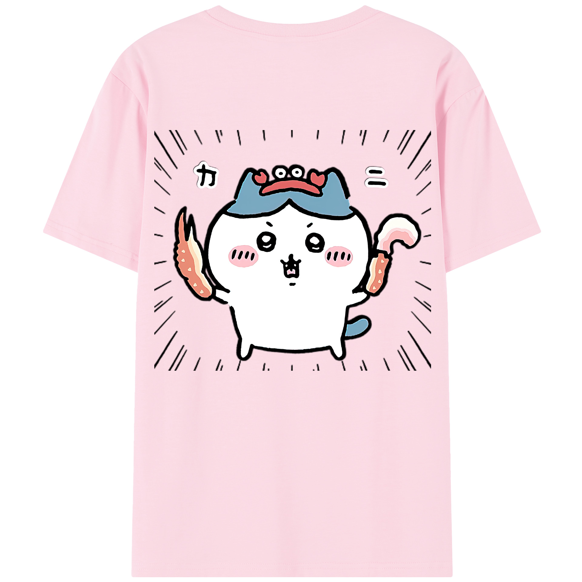 （画像用） ちいかわ ハチワレ Chii-kawa hachiware 綿100％半袖Tシャツ（背面プリント）