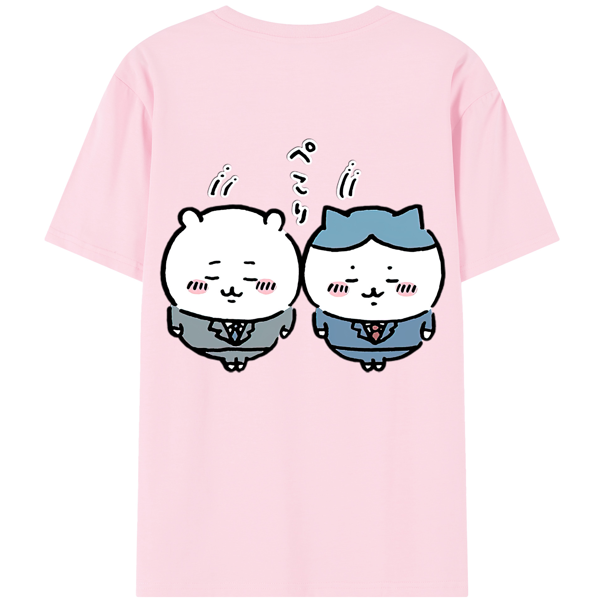 （画像用） ちいかわ ハチワレ Chii-kawa hachiware 綿100％半袖Tシャツ（背面プリント）