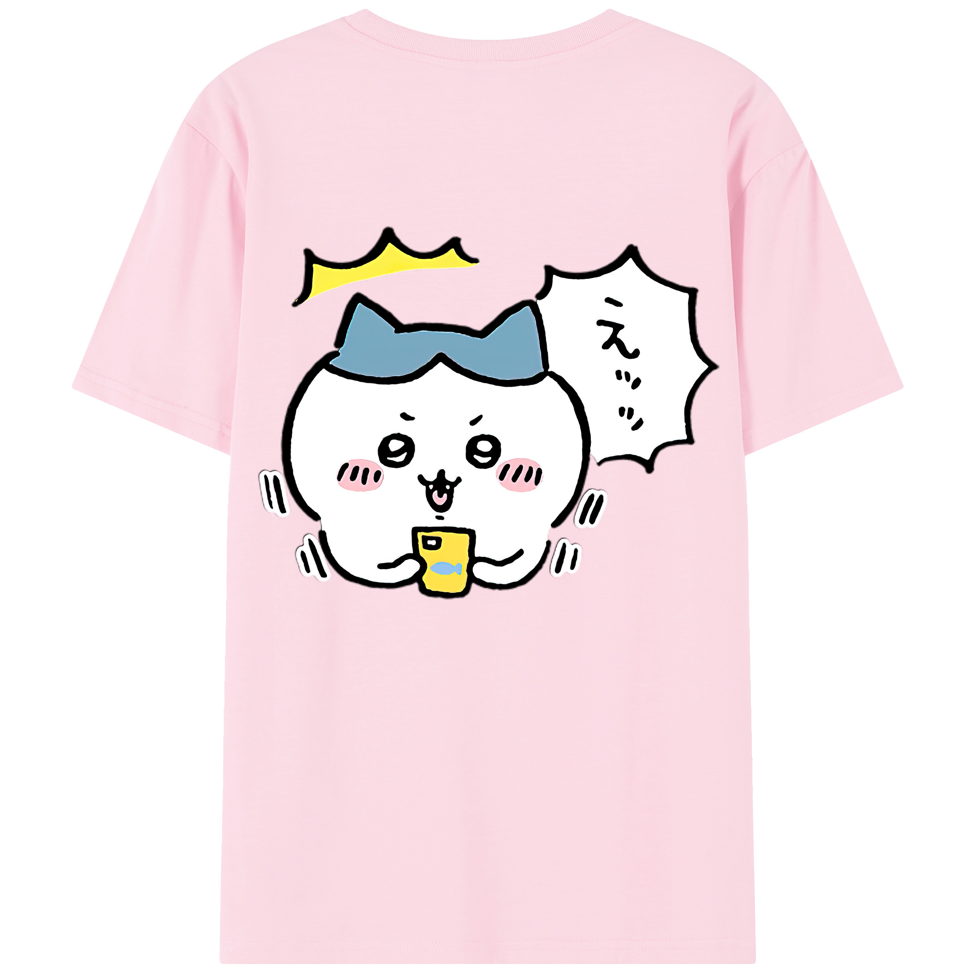 （画像用） ちいかわ ハチワレ Chii-kawa hachiware 綿100％半袖Tシャツ（背面プリント）