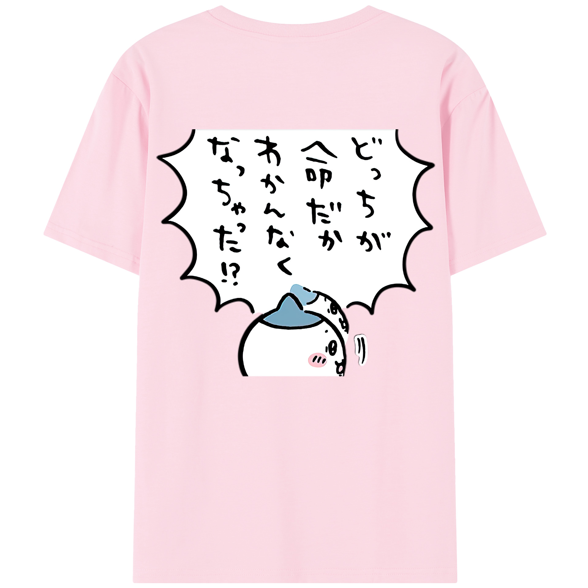 （画像用） ちいかわ ハチワレ Chii-kawa hachiware 綿100％半袖Tシャツ（背面プリント）