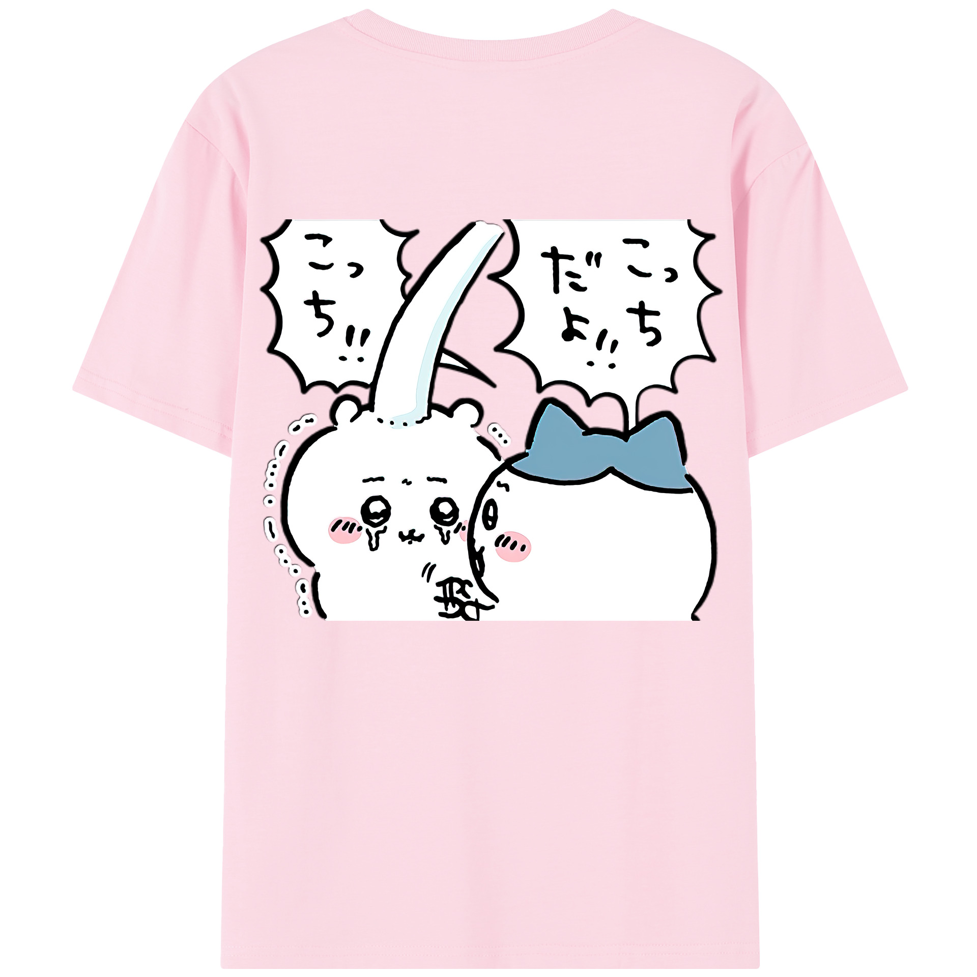 （画像用） ちいかわ ハチワレ Chii-kawa hachiware 綿100％半袖Tシャツ（背面プリント）
