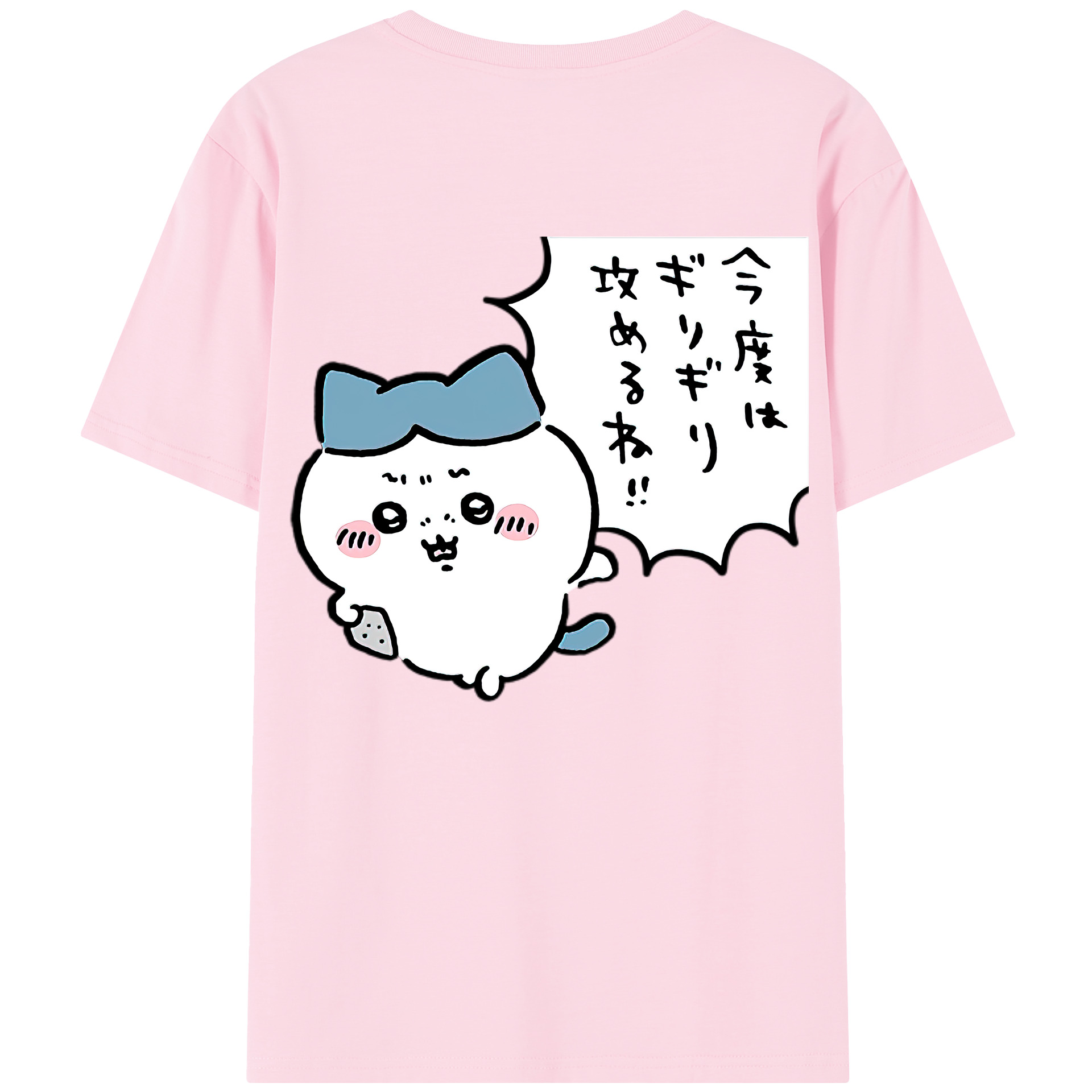 （画像用） ちいかわ ハチワレ Chii-kawa hachiware 綿100％半袖Tシャツ（背面プリント）