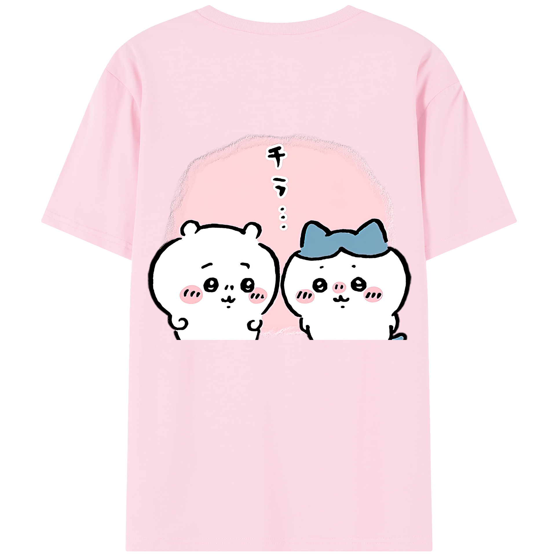 （画像用） ちいかわ ハチワレ Chii-kawa hachiware 綿100％半袖Tシャツ（背面プリント）