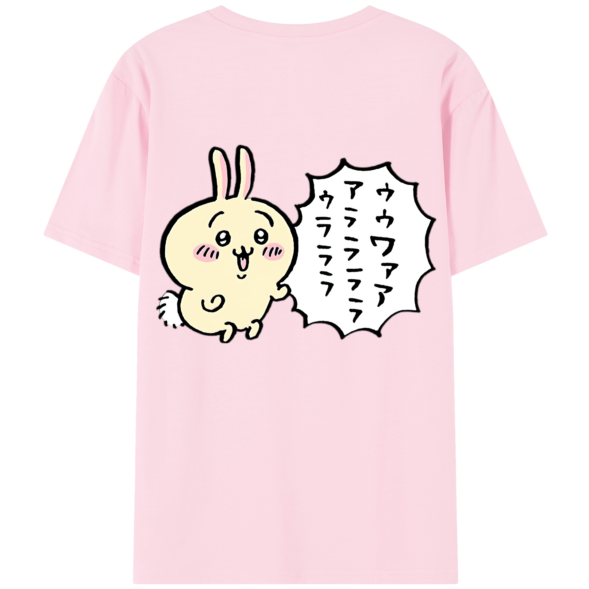 （画像用） ちいかわ うさぎ Chii-kawa usagi 綿100％半袖Tシャツ（背面プリント）