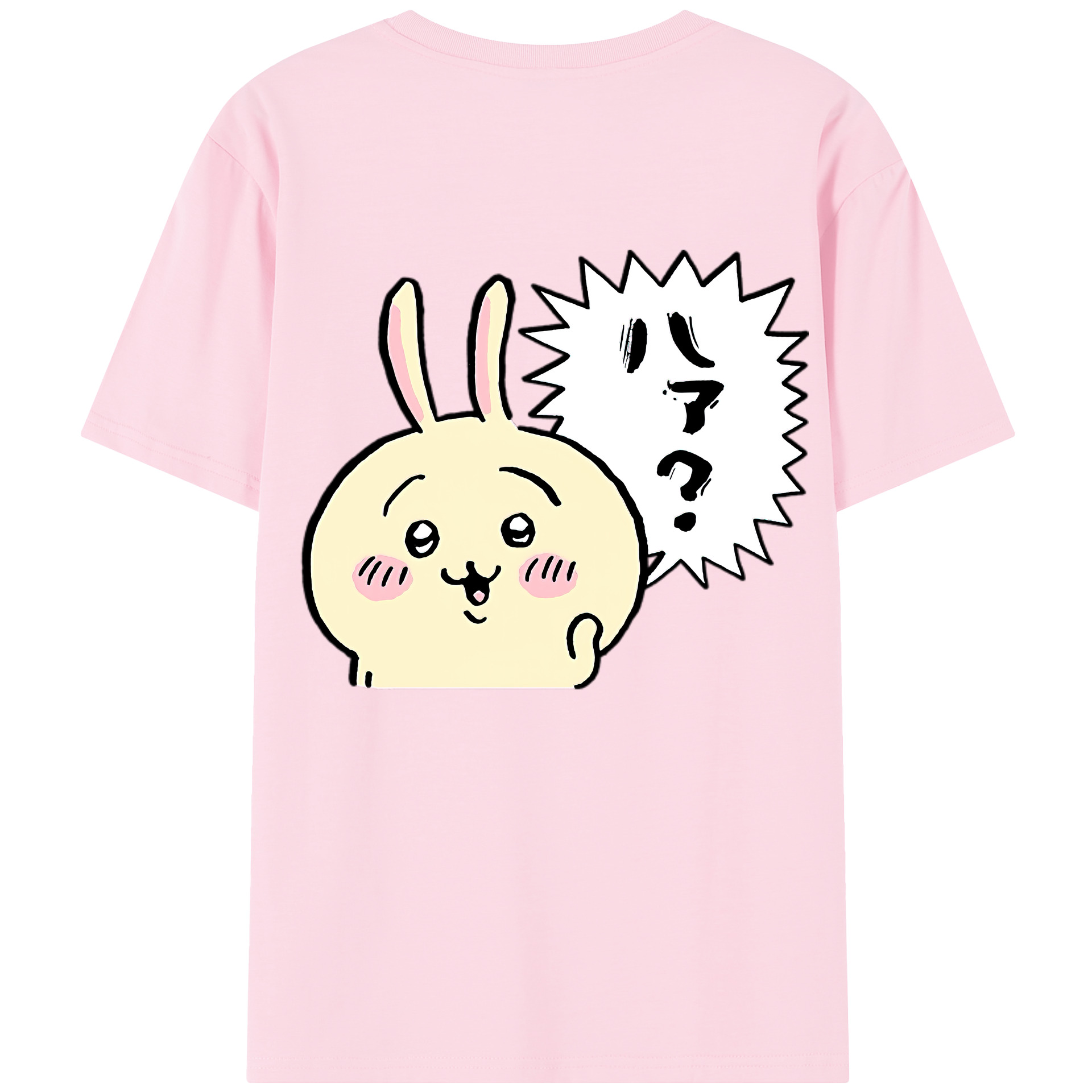 （画像用） ちいかわ うさぎ Chii-kawa usagi 綿100％半袖Tシャツ（背面プリント）