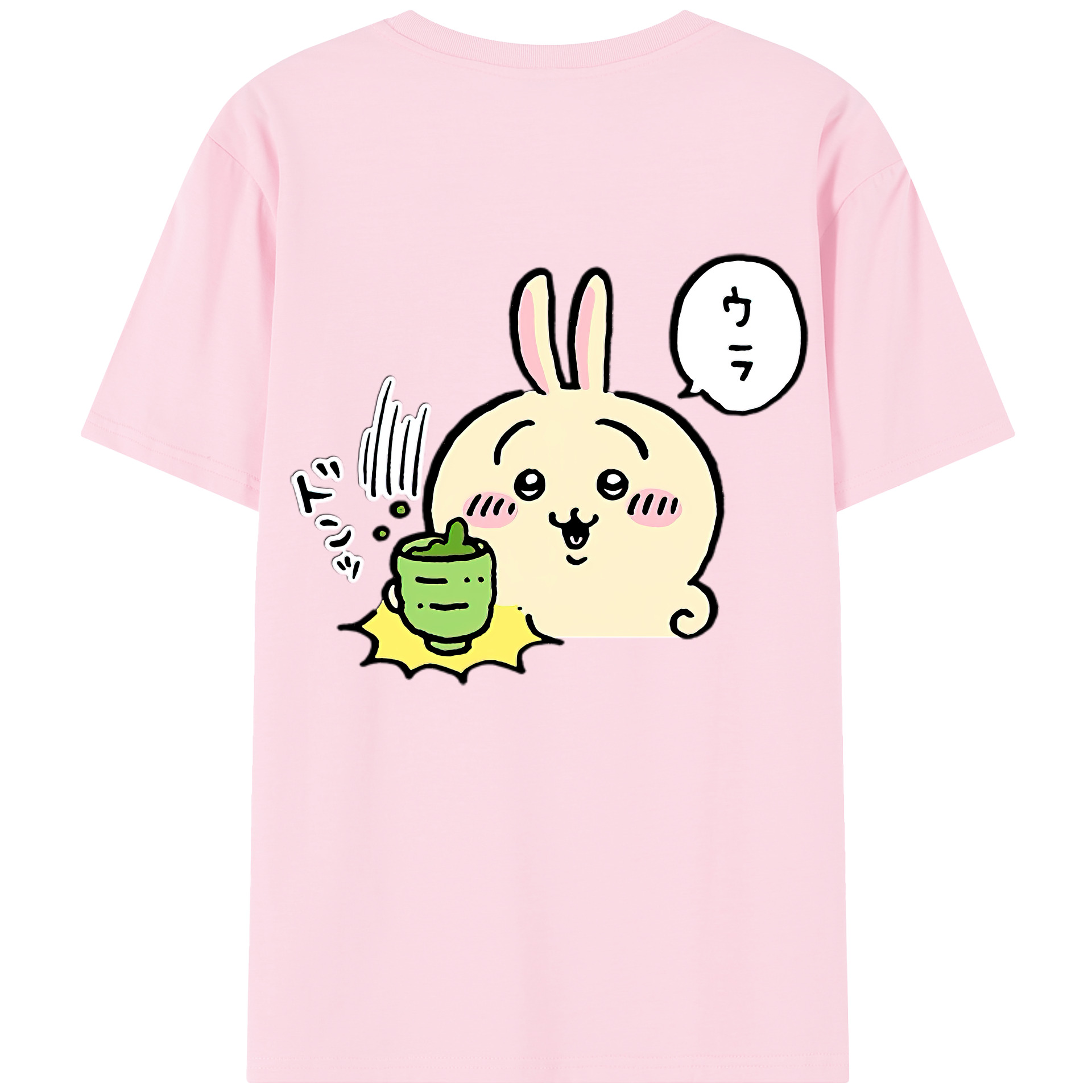 （画像用） ちいかわ うさぎ Chii-kawa usagi 綿100％半袖Tシャツ（背面プリント）