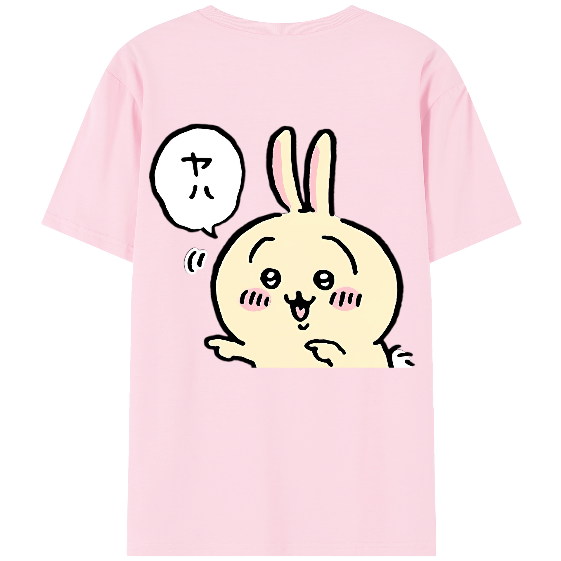 （画像用） ちいかわ うさぎ Chii-kawa usagi 綿100％半袖Tシャツ（背面プリント）
