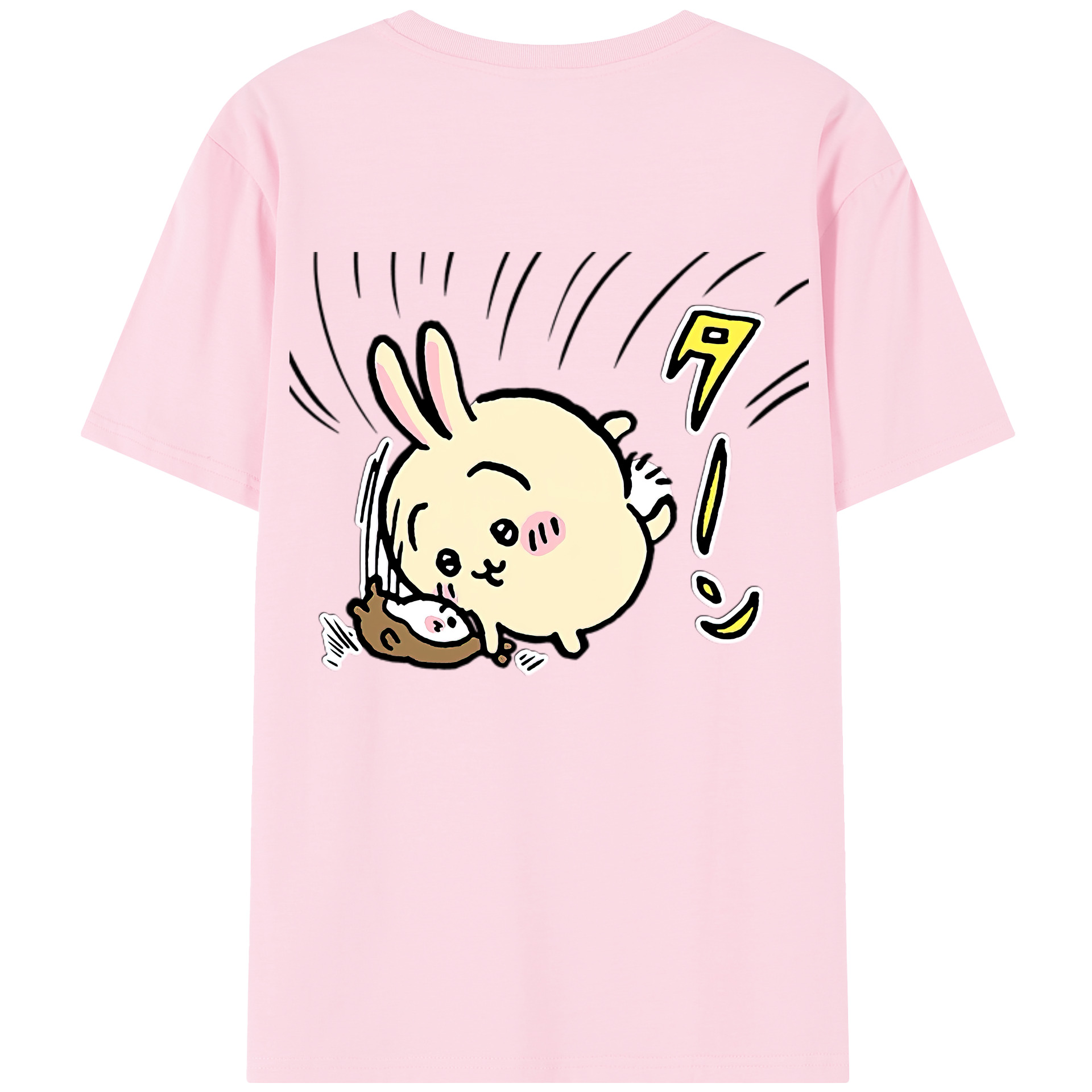 （画像用） ちいかわ うさぎ Chii-kawa usagi 綿100％半袖Tシャツ（背面プリント）