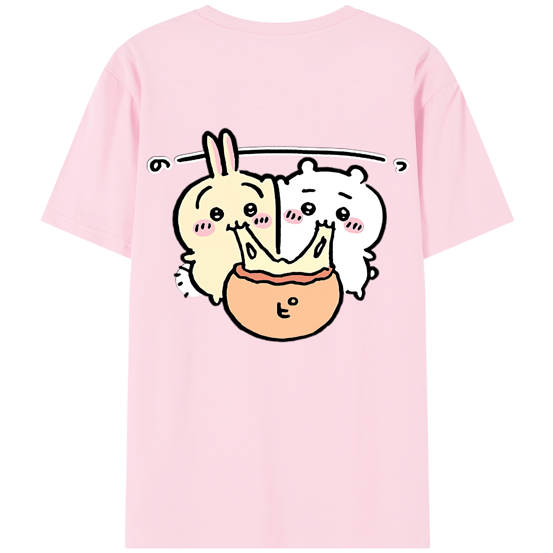 （画像用） ちいかわ うさぎ Chii-kawa usagi 綿100％半袖Tシャツ（背面プリント）