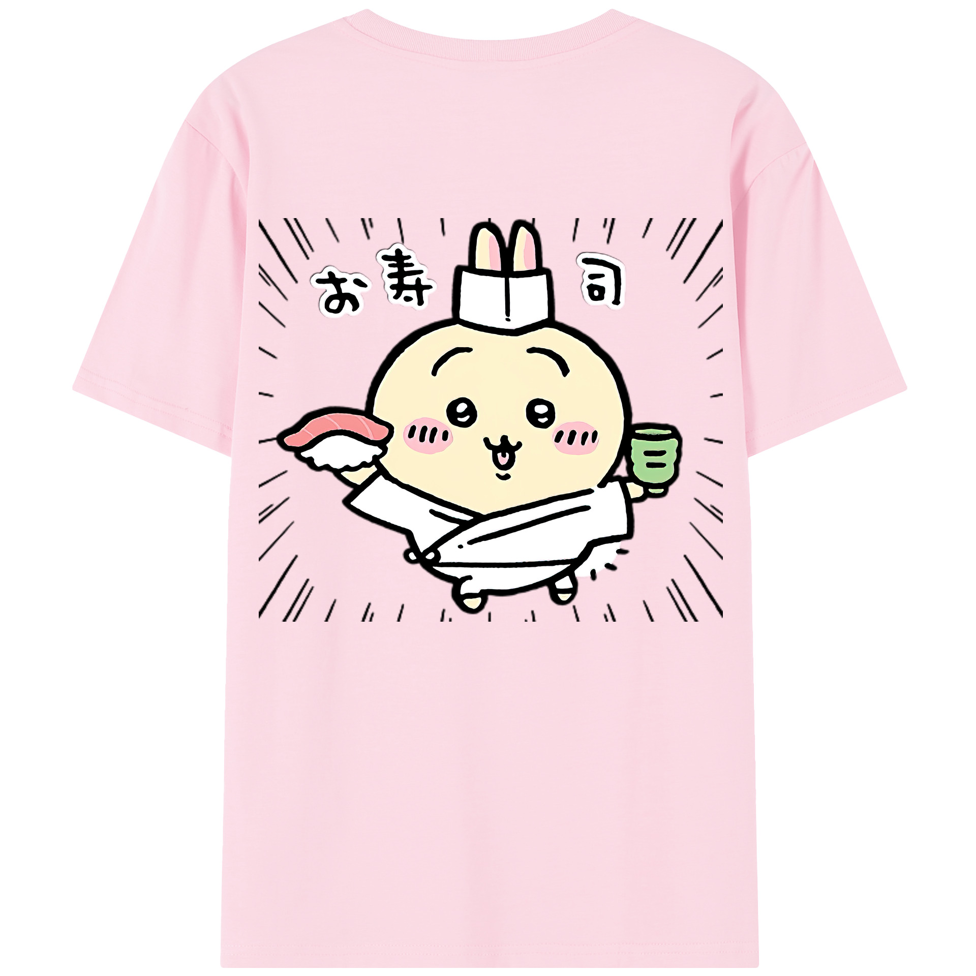 （画像用） ちいかわ うさぎ Chii-kawa usagi 綿100％半袖Tシャツ（背面プリント）