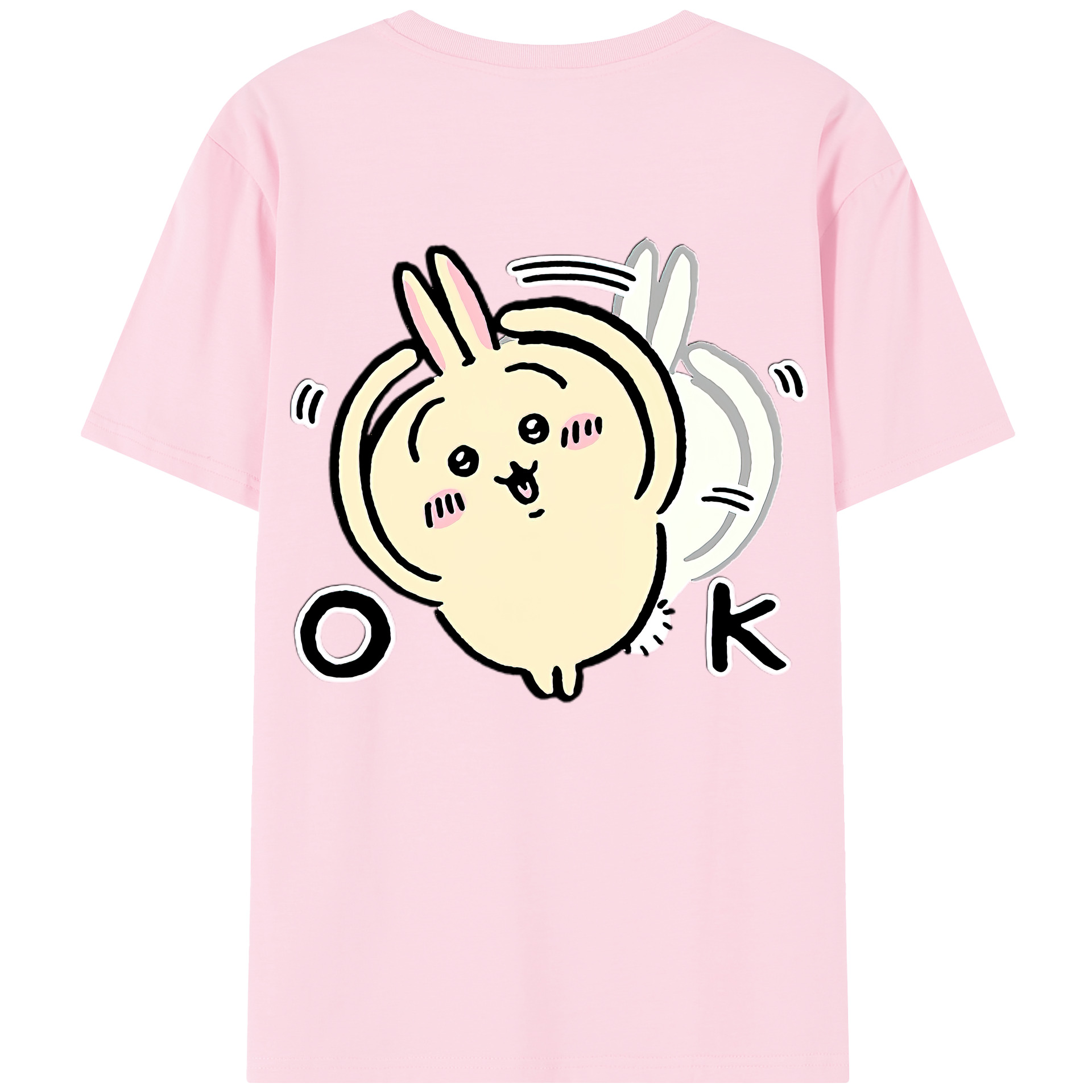 （画像用） ちいかわ うさぎ Chii-kawa usagi 綿100％半袖Tシャツ（背面プリント）