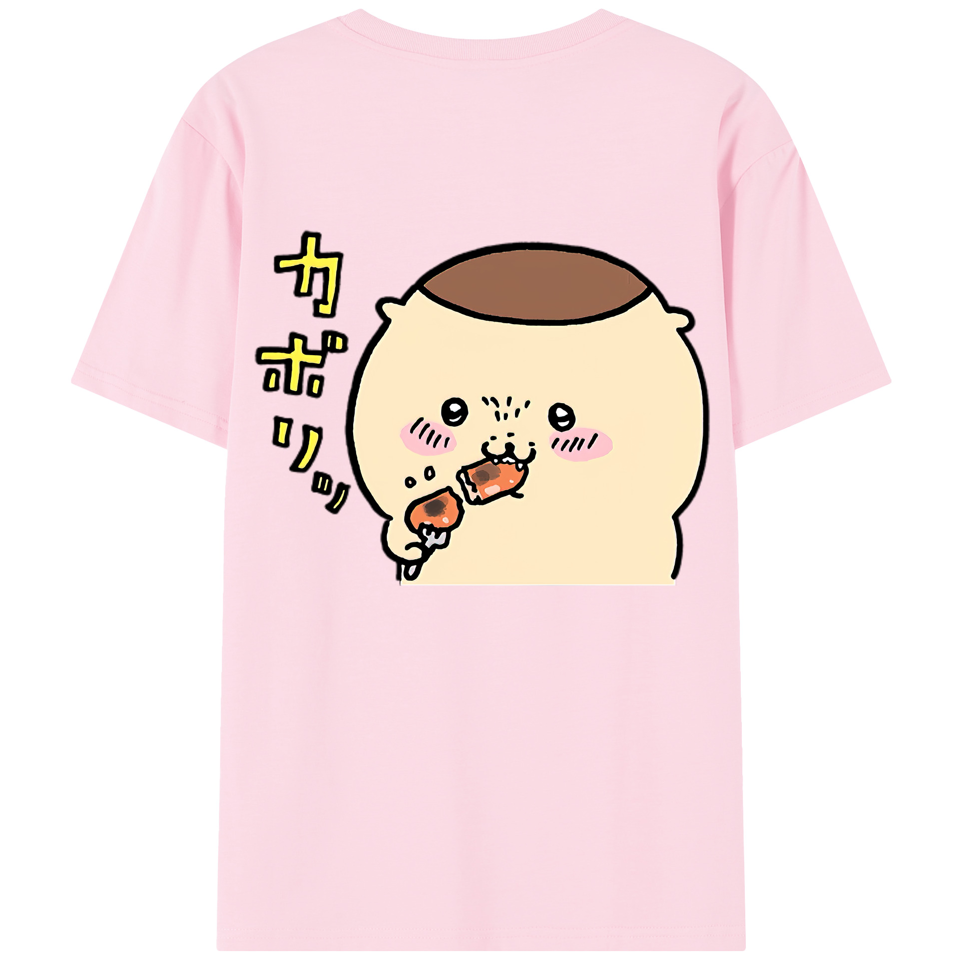 （画像用） ちいかわ くりまんじゅう Chii-kawa kuri manjū 綿100％半袖Tシャツ（背面プリント）