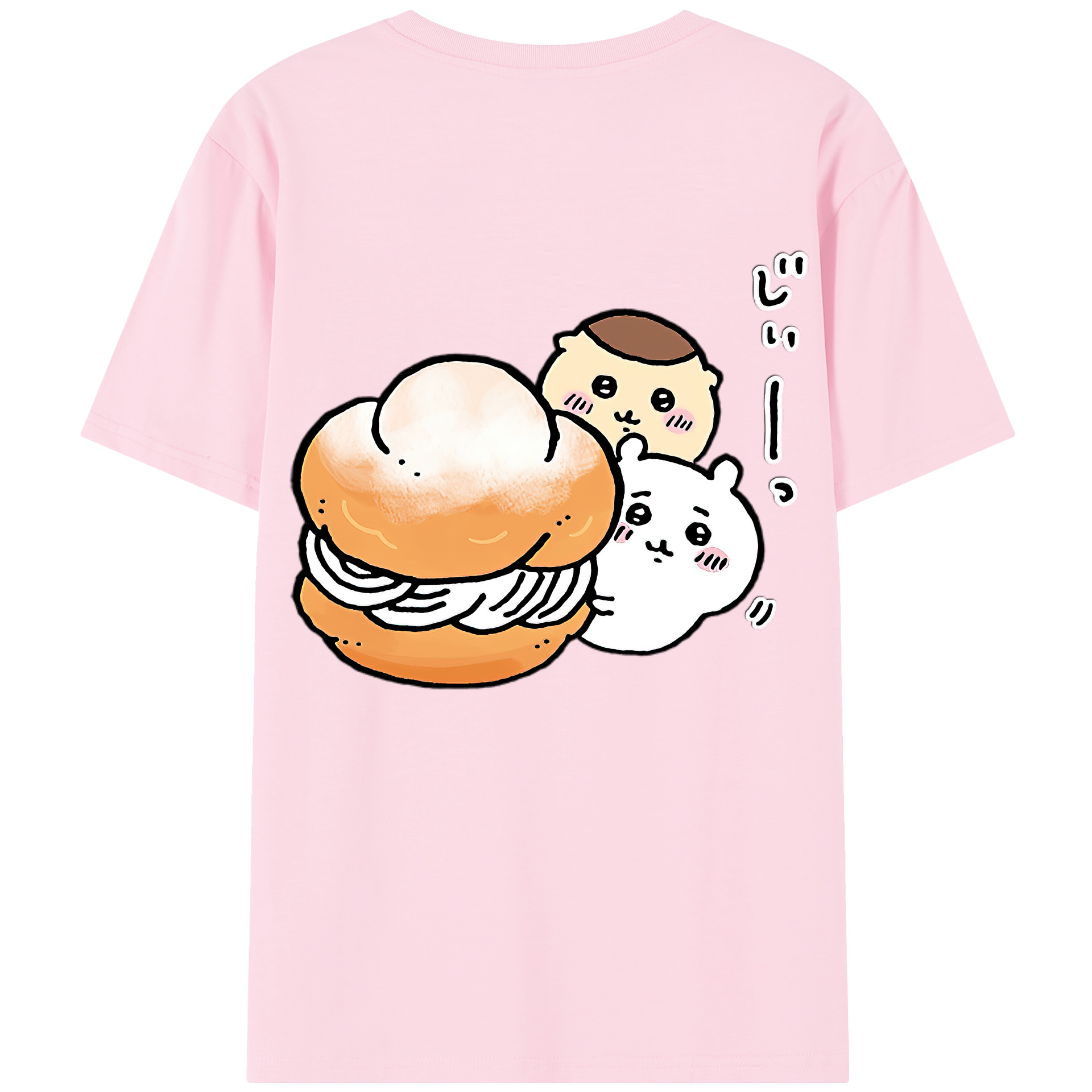 （画像用） ちいかわ くりまんじゅう Chii-kawa kuri manjū 綿100％半袖Tシャツ（背面プリント）