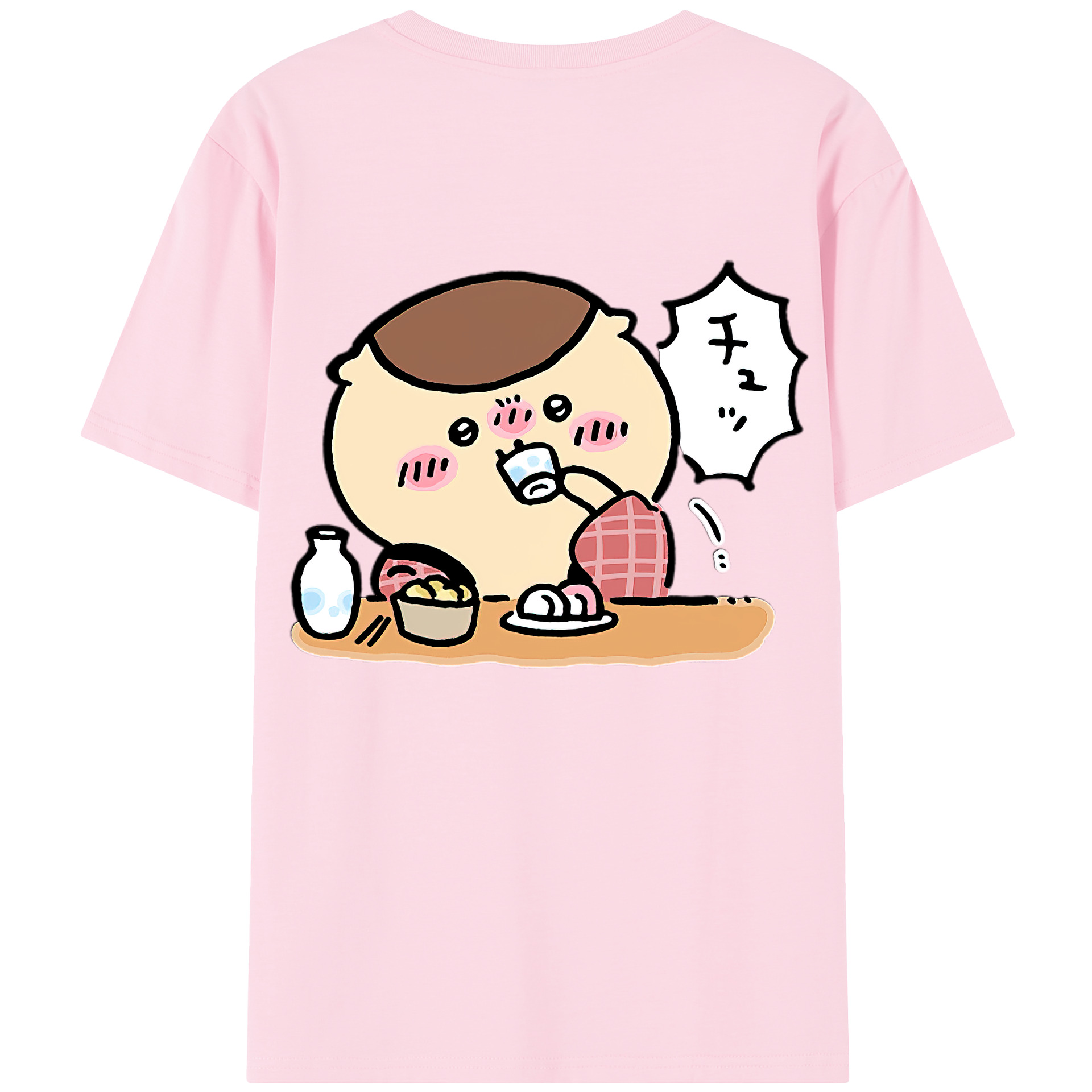 （画像用） ちいかわ くりまんじゅう Chii-kawa kuri manjū 綿100％半袖Tシャツ（背面プリント）