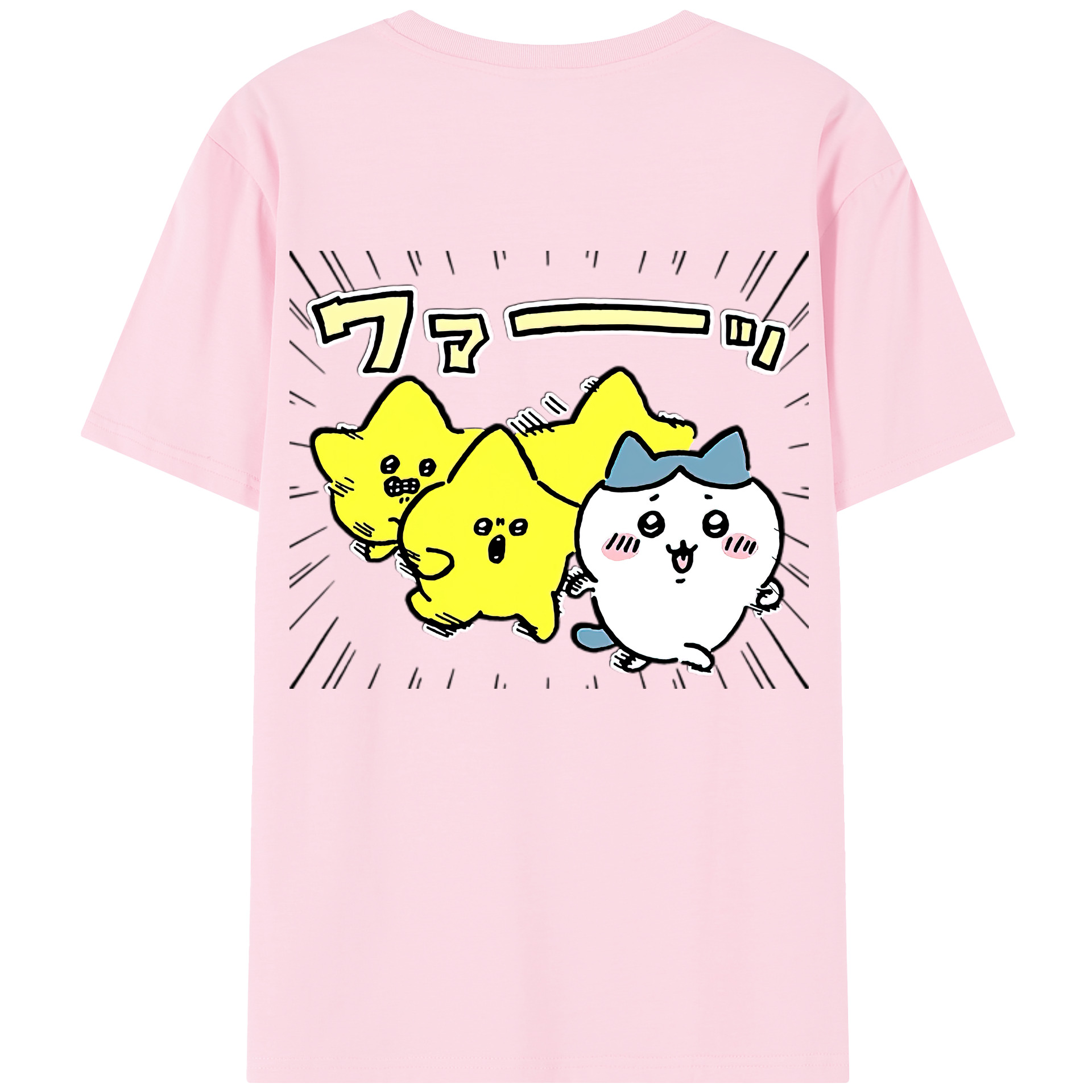 （画像用） ちいかわ 流れ星 Chii-kawa Shooting star 綿100％半袖Tシャツ（背面プリント）