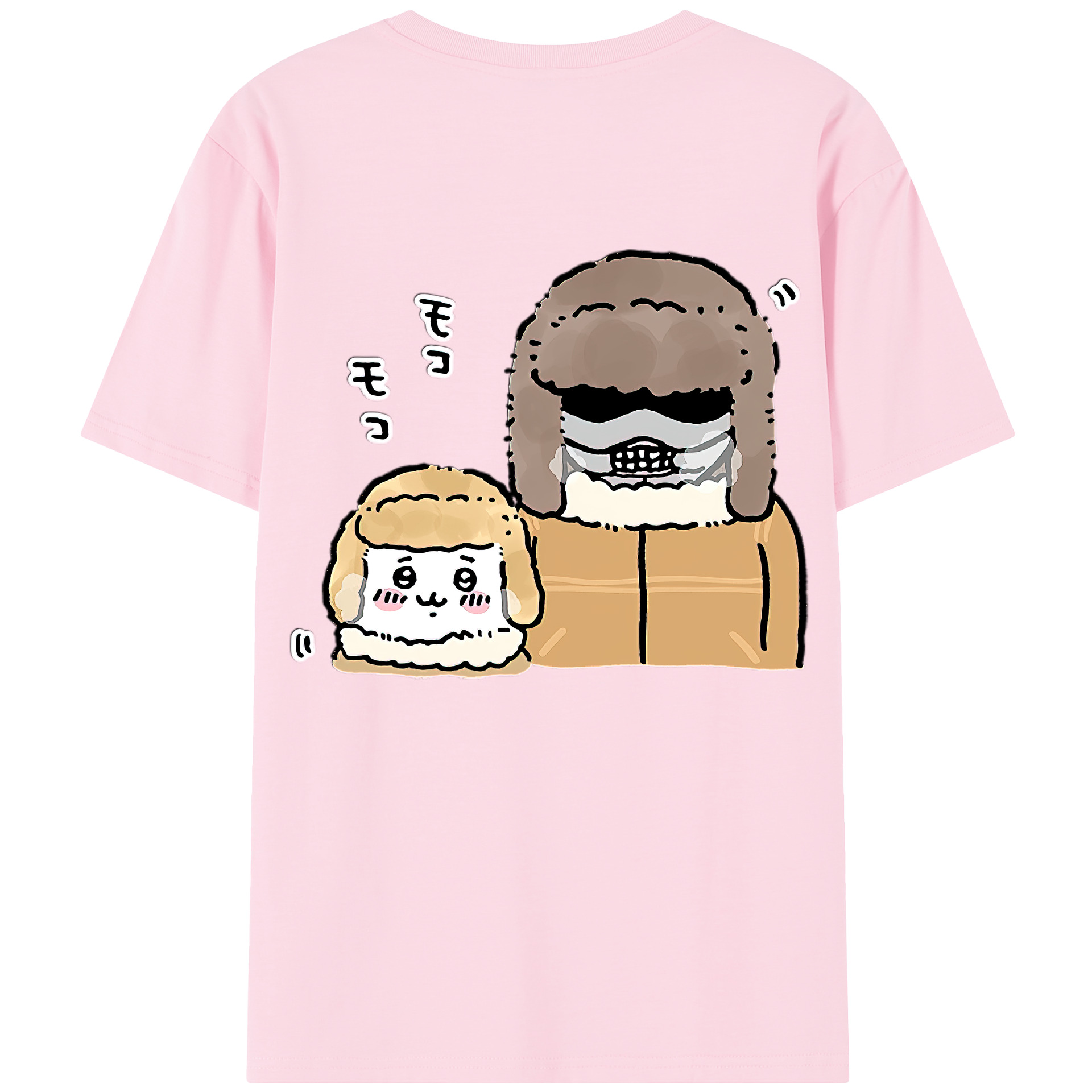 （画像用） ちいかわ 労働の鎧さん Chii-kawa Mr. Armor of Labor 綿100％半袖Tシャツ（背面プリント）