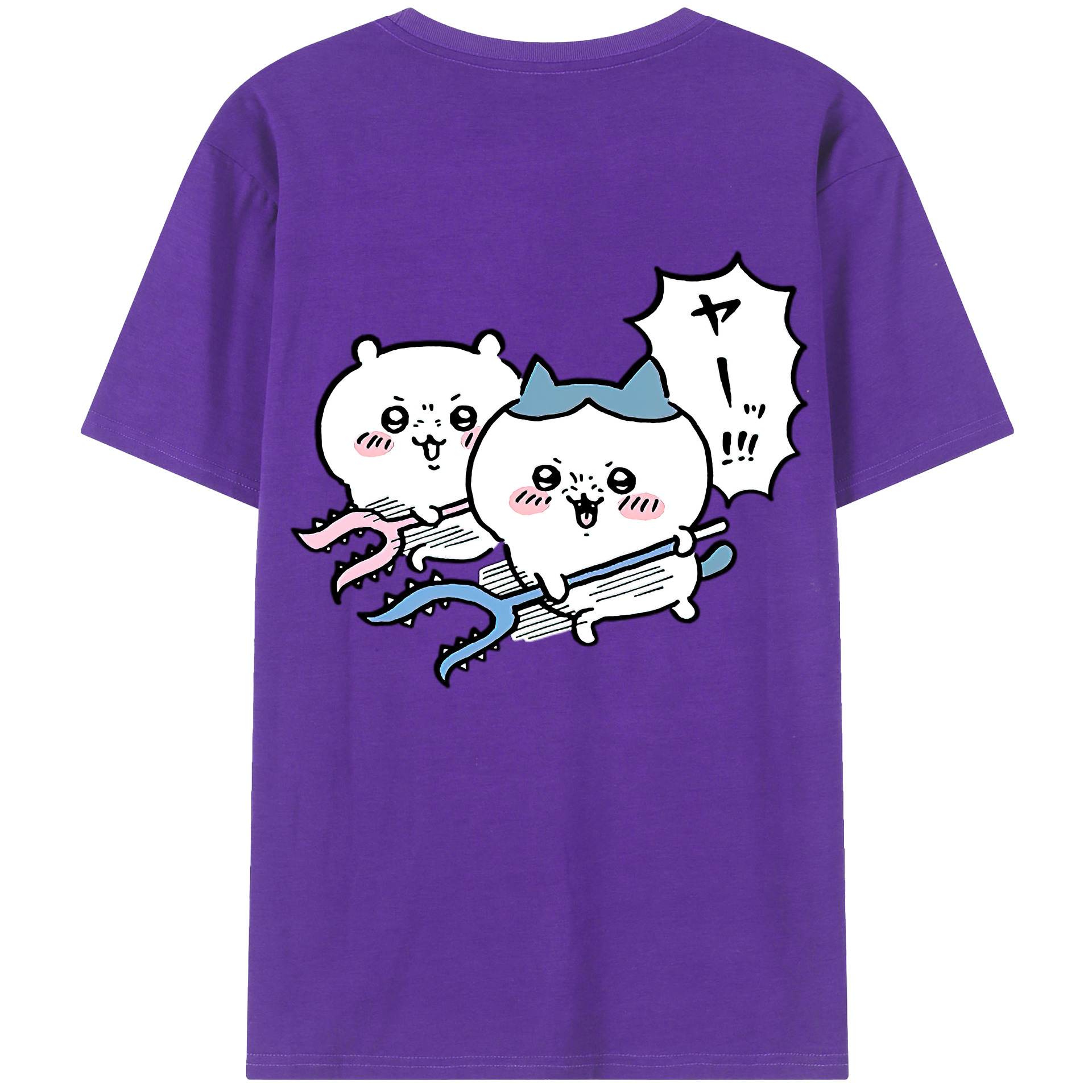 （画像用） ちいかわ ハチワレ Chii-kawa hachiware 綿100％半袖Tシャツ（背面プリント）