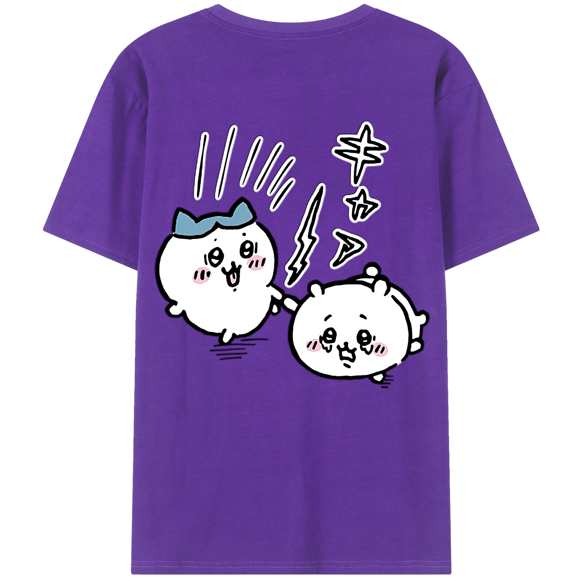 （画像用） ちいかわ ハチワレ Chii-kawa hachiware 綿100％半袖Tシャツ（背面プリント）