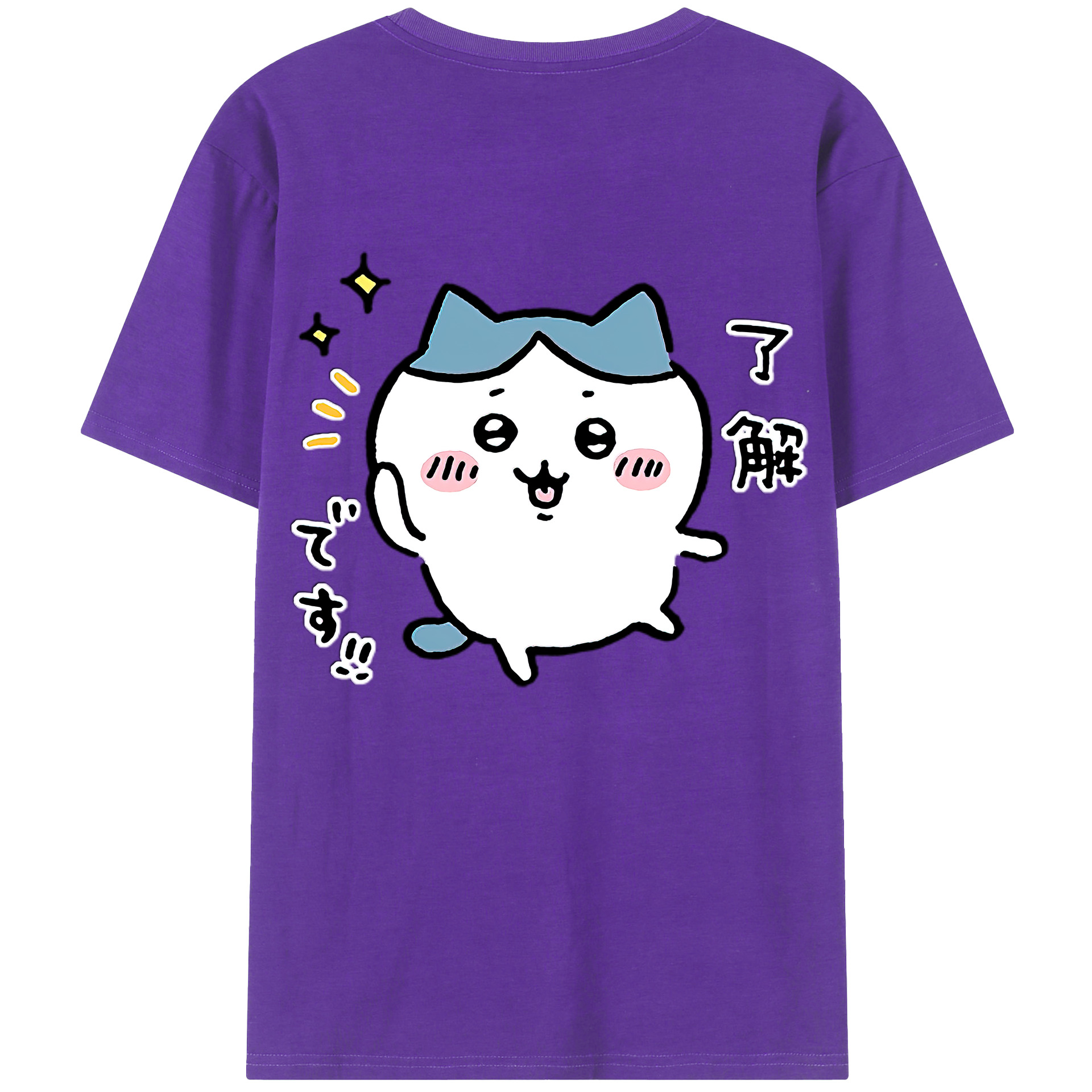（画像用） ちいかわ ハチワレ Chii-kawa hachiware 綿100％半袖Tシャツ（背面プリント）