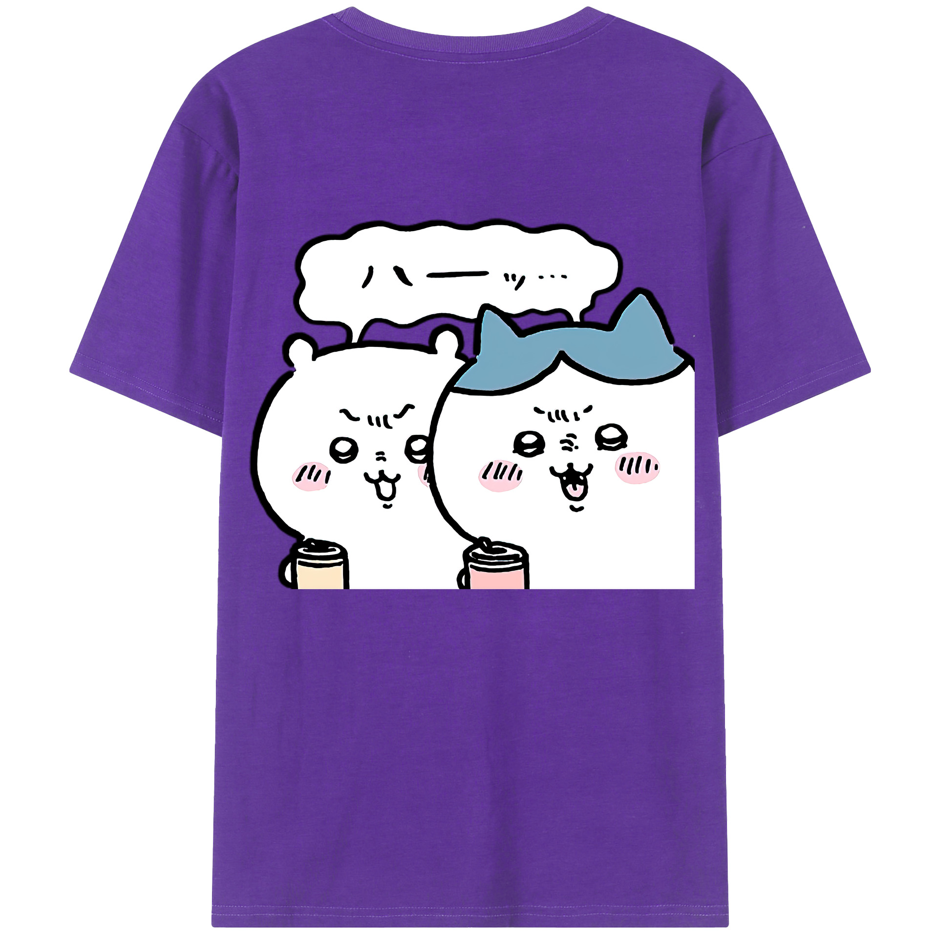 （画像用） ちいかわ ハチワレ Chii-kawa hachiware 綿100％半袖Tシャツ（背面プリント）