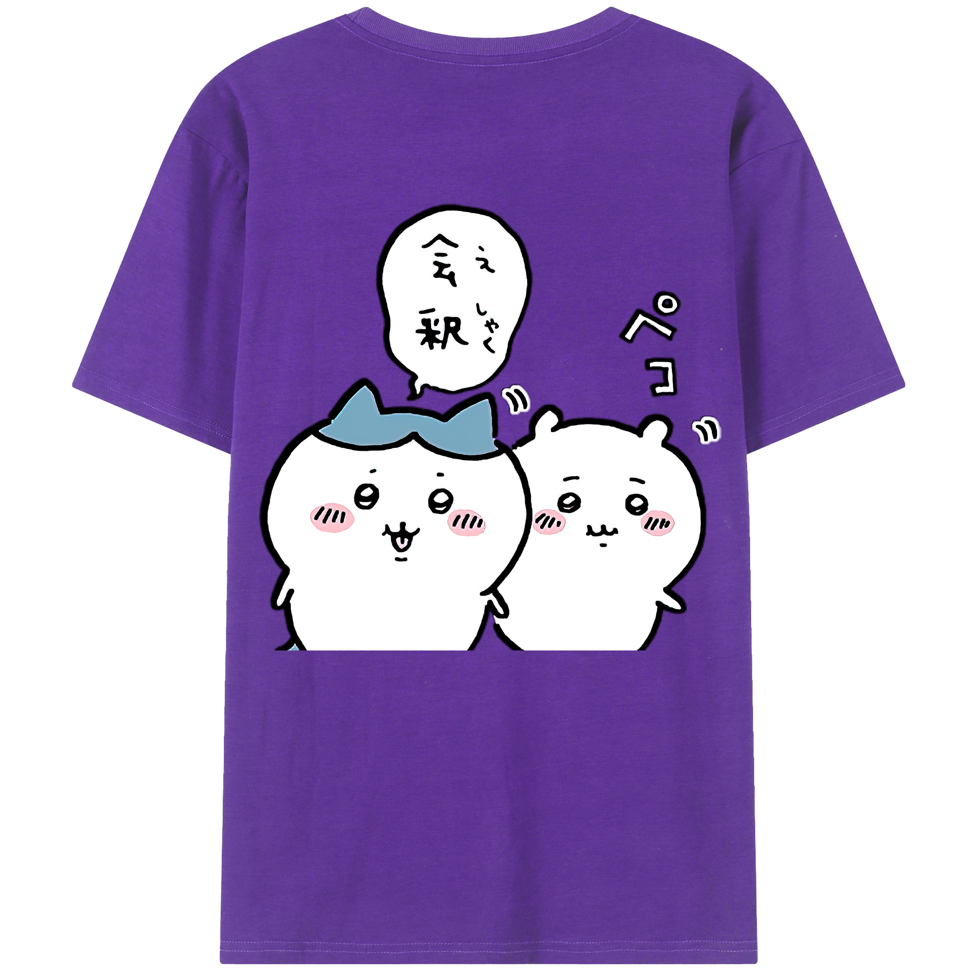 （画像用） ちいかわ ハチワレ Chii-kawa hachiware 綿100％半袖Tシャツ（背面プリント）