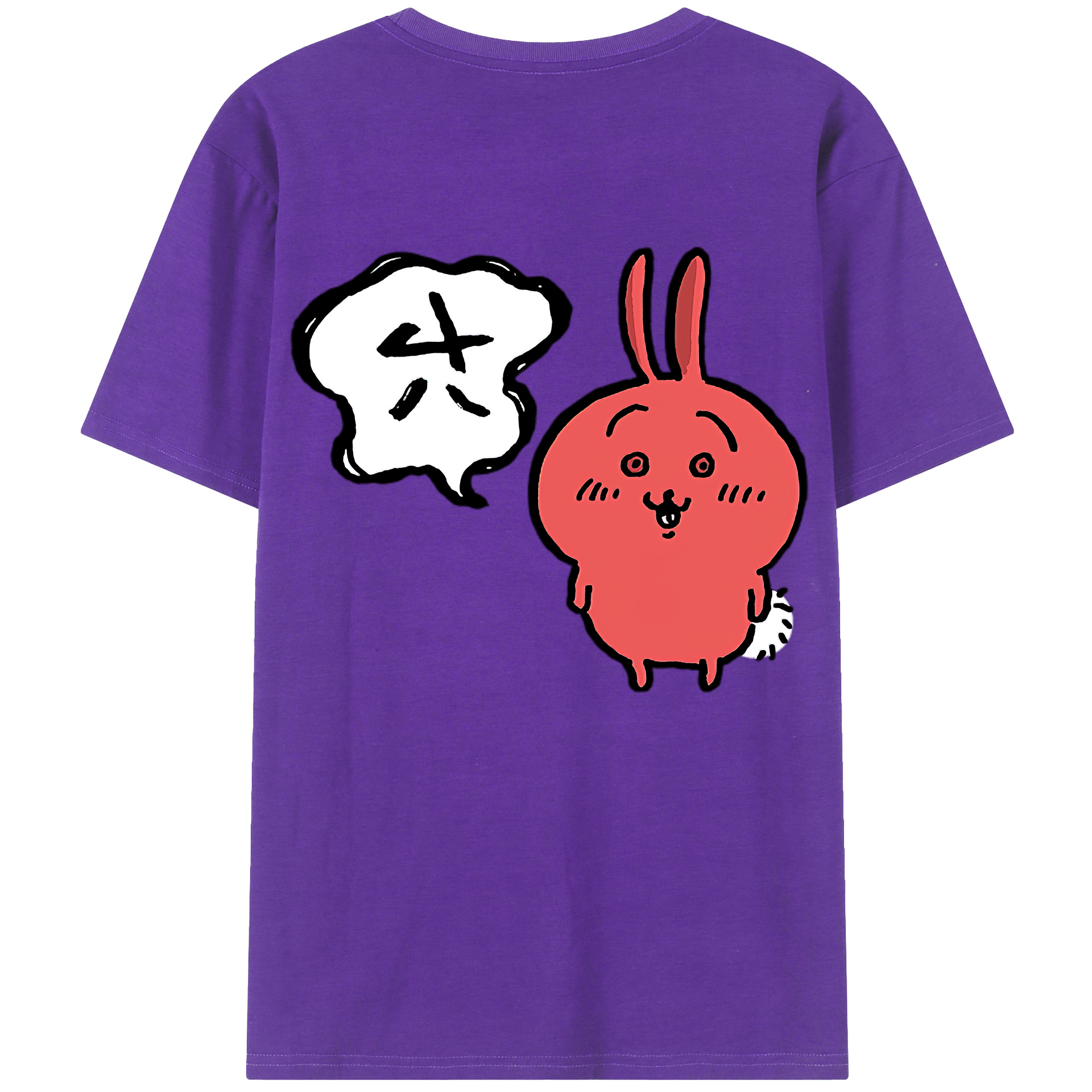 （画像用） ちいかわ ハチワレ Chii-kawa hachiware 綿100％半袖Tシャツ（背面プリント）