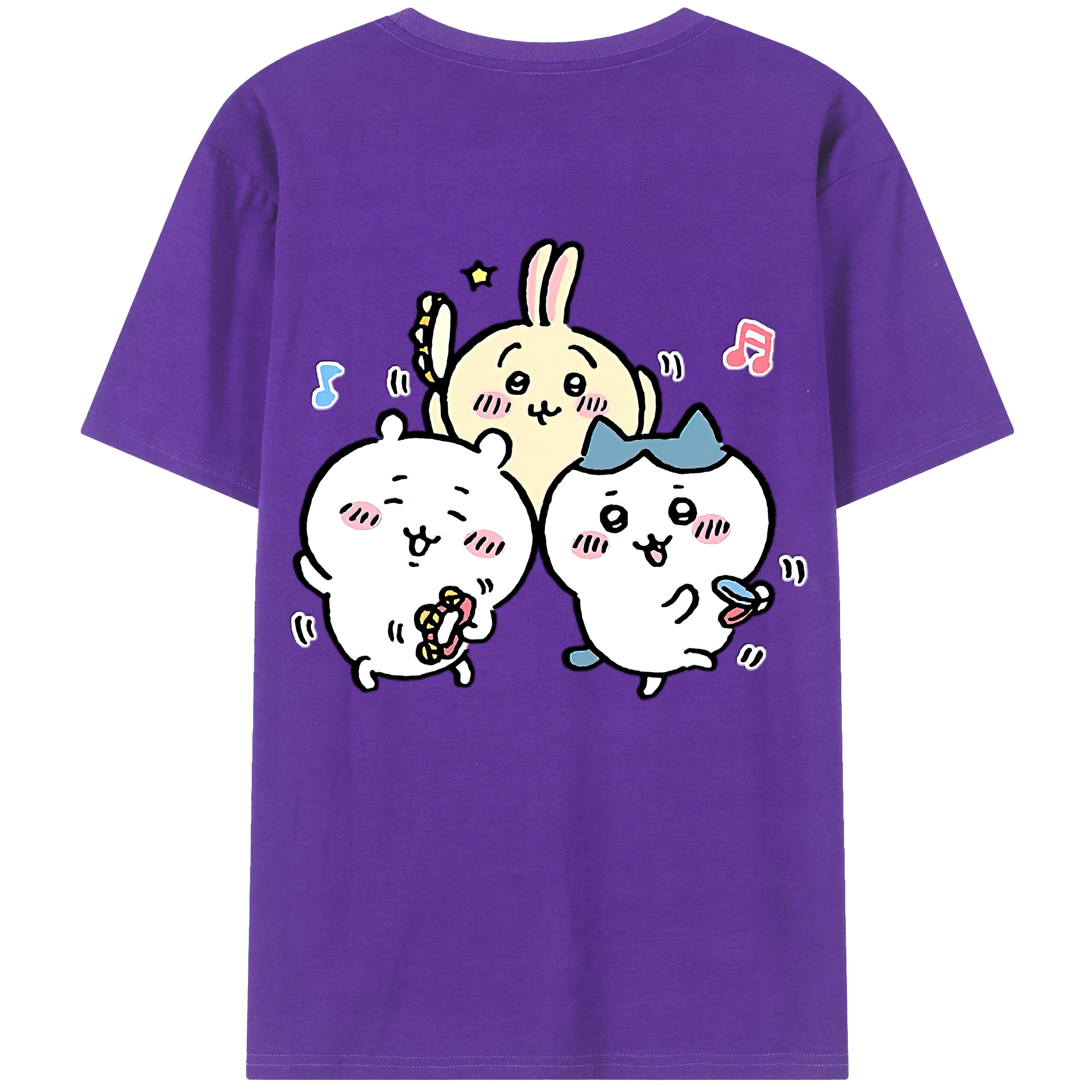 （画像用） ちいかわ ハチワレ Chii-kawa hachiware 綿100％半袖Tシャツ（背面プリント）
