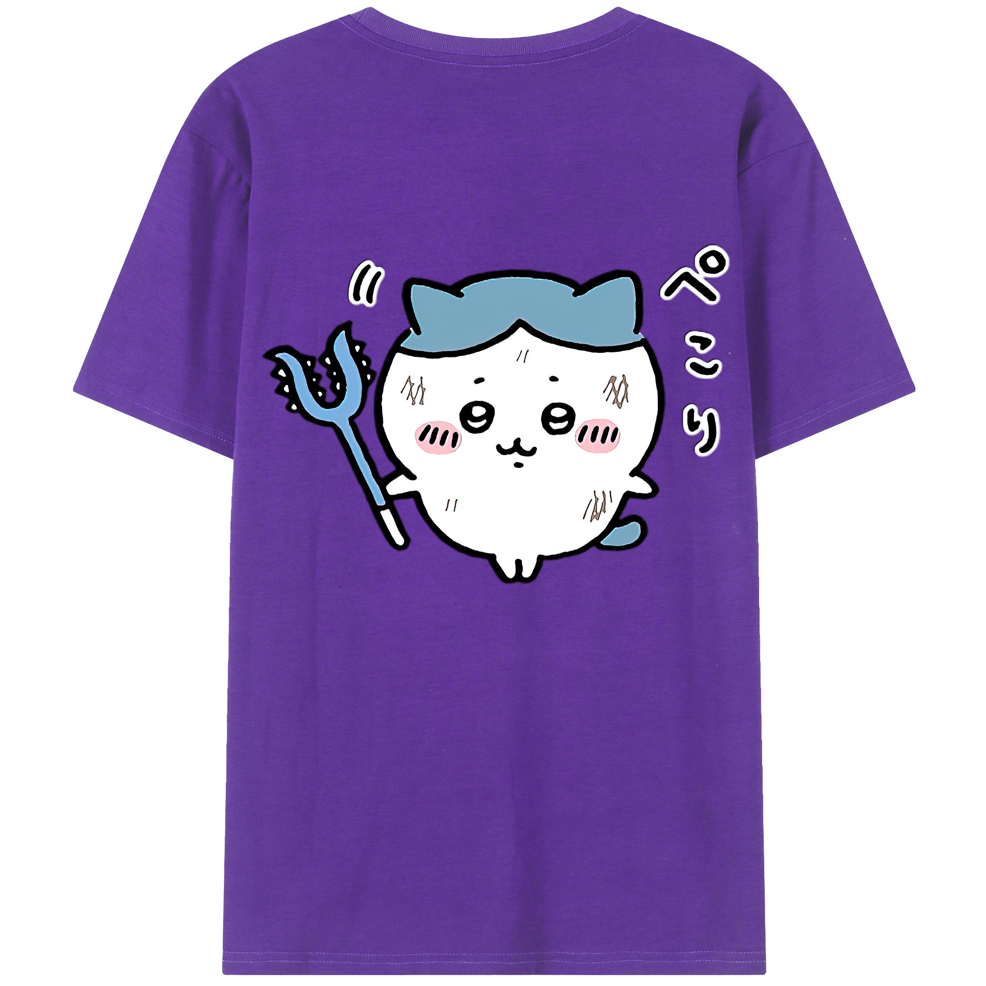 （画像用） ちいかわ ハチワレ Chii-kawa hachiware 綿100％半袖Tシャツ（背面プリント）