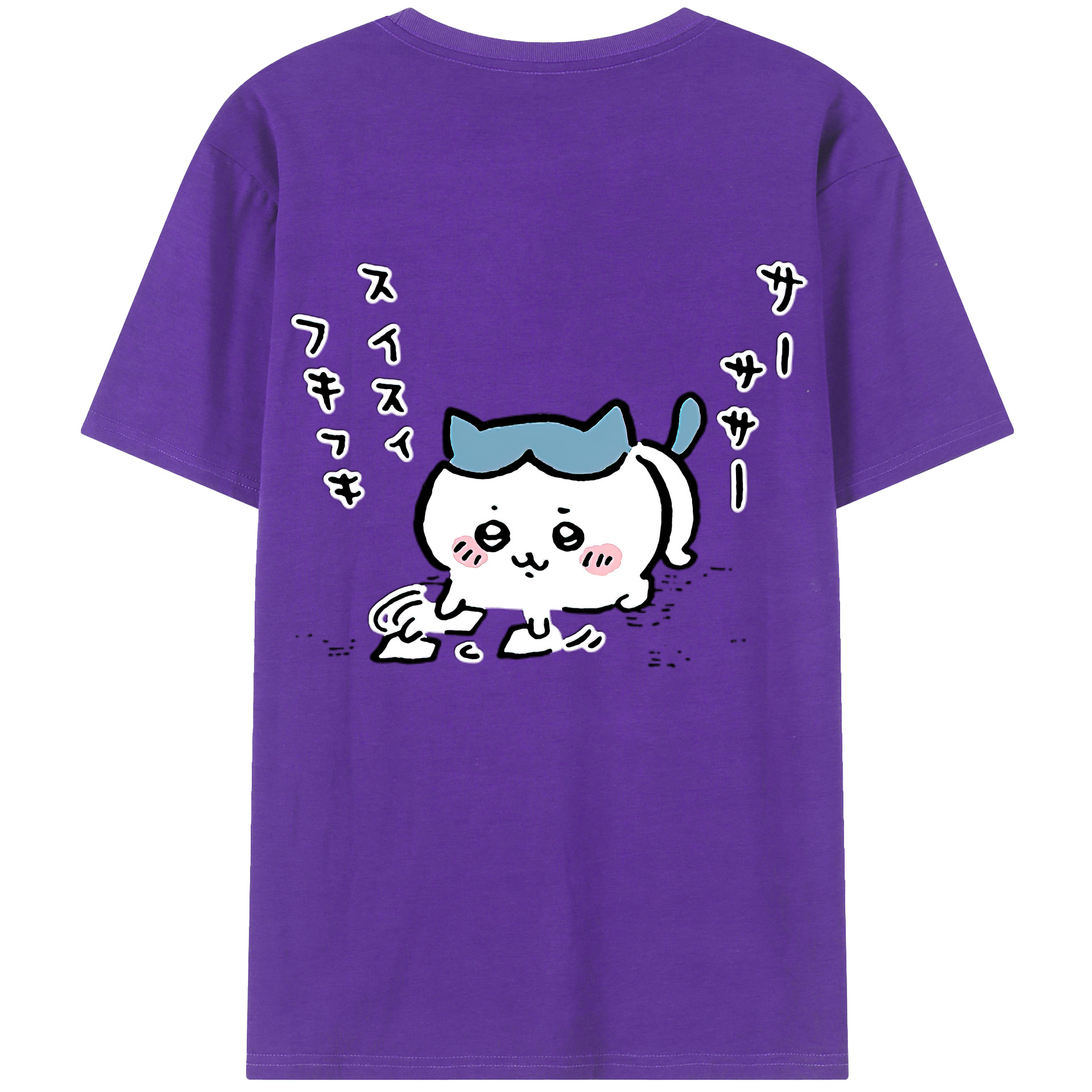 （画像用） ちいかわ ハチワレ Chii-kawa hachiware 綿100％半袖Tシャツ（背面プリント）