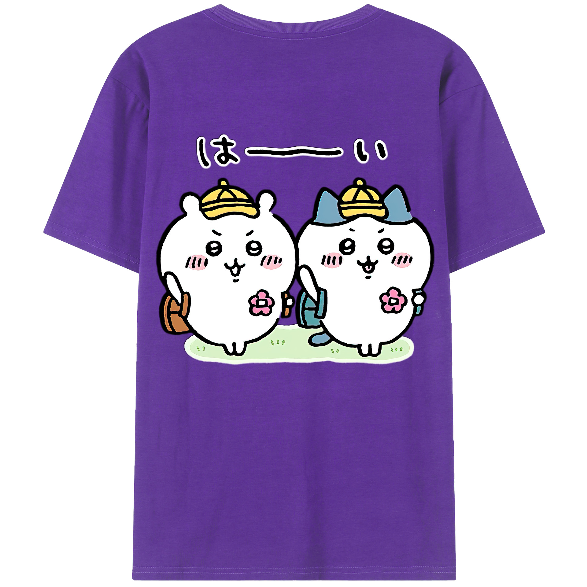 （画像用） ちいかわ ハチワレ Chii-kawa hachiware 綿100％半袖Tシャツ（背面プリント）