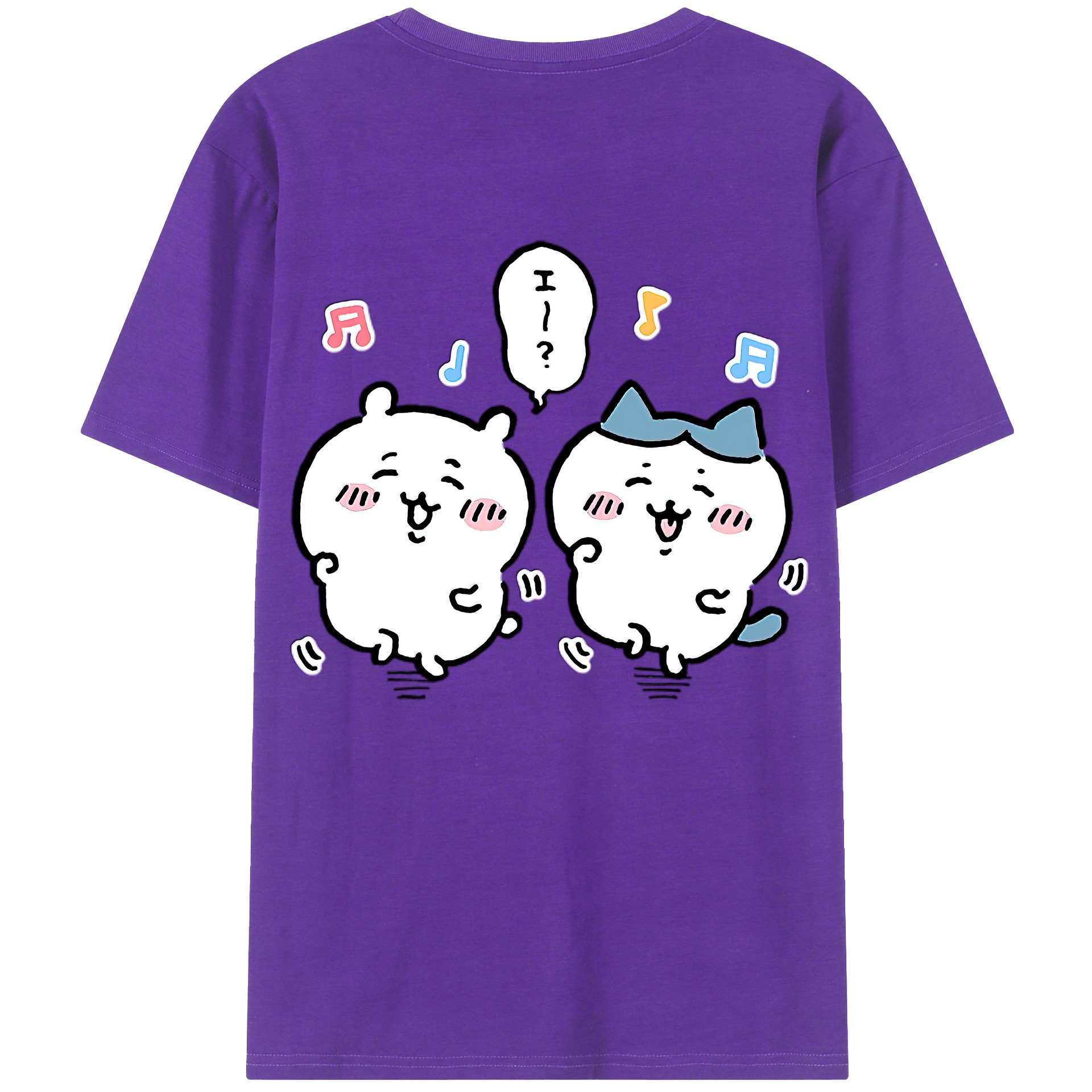 （画像用） ちいかわ ハチワレ Chii-kawa hachiware 綿100％半袖Tシャツ（背面プリント）