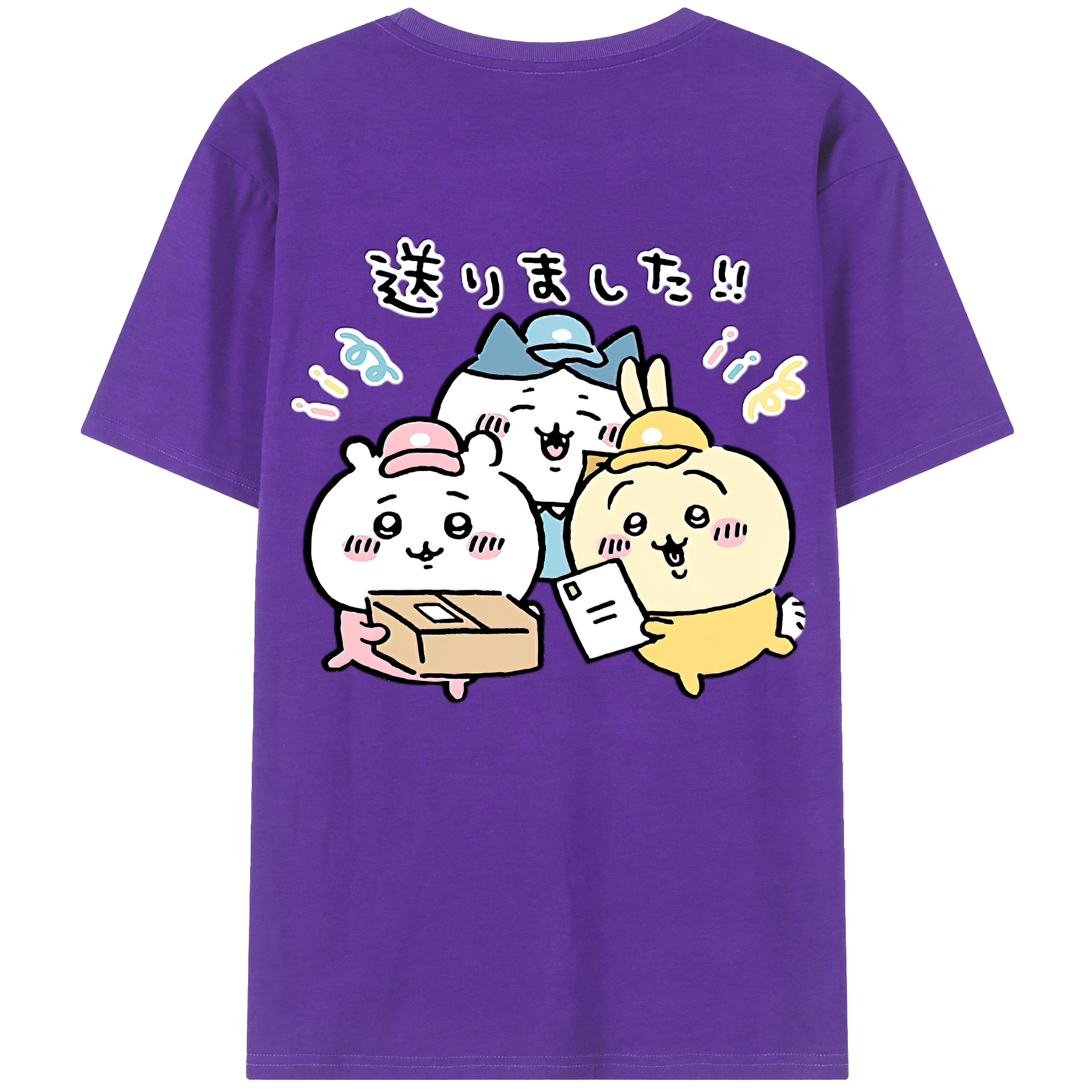（画像用） ちいかわ ハチワレ Chii-kawa hachiware 綿100％半袖Tシャツ（背面プリント）