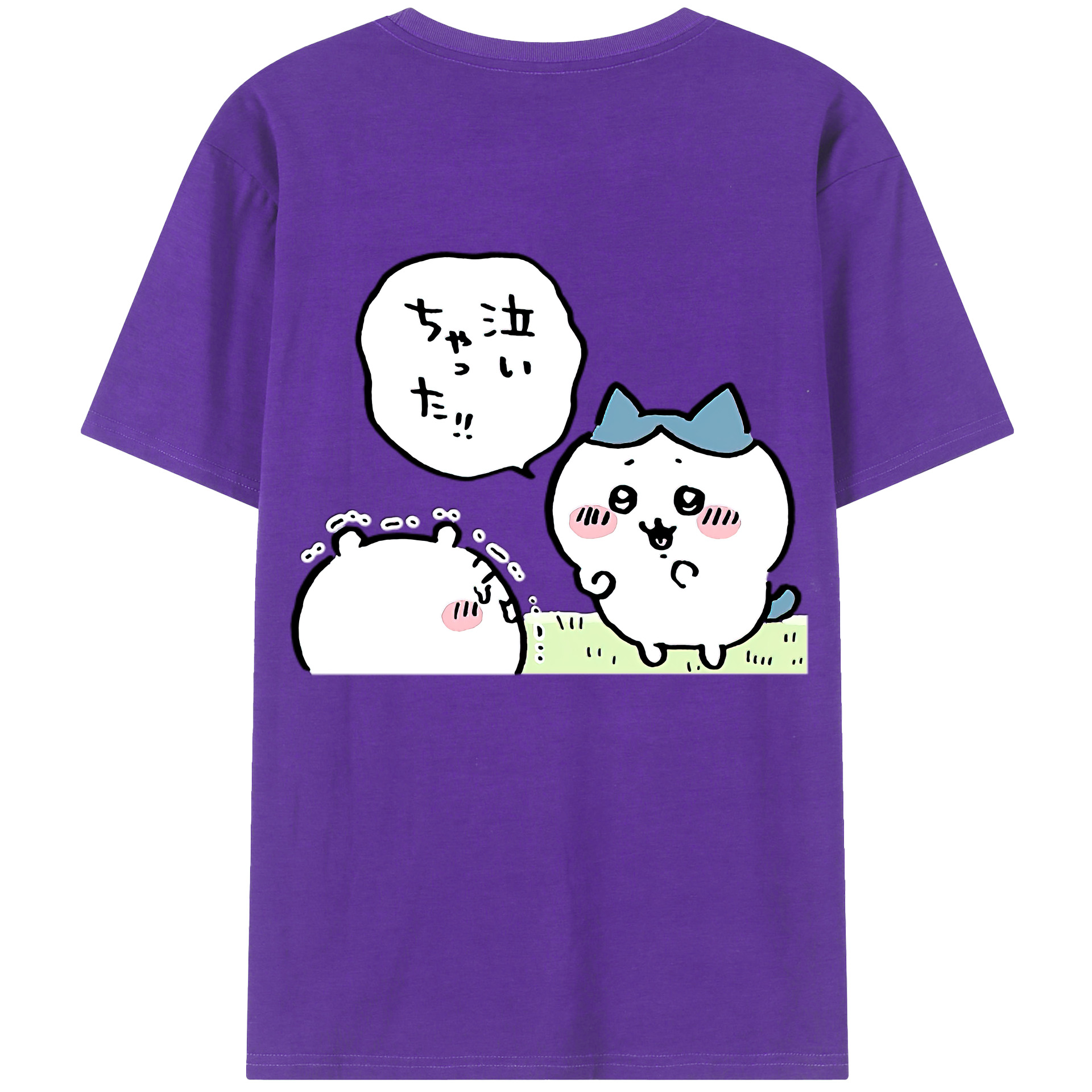 （画像用） ちいかわ ハチワレ Chii-kawa hachiware 綿100％半袖Tシャツ（背面プリント）