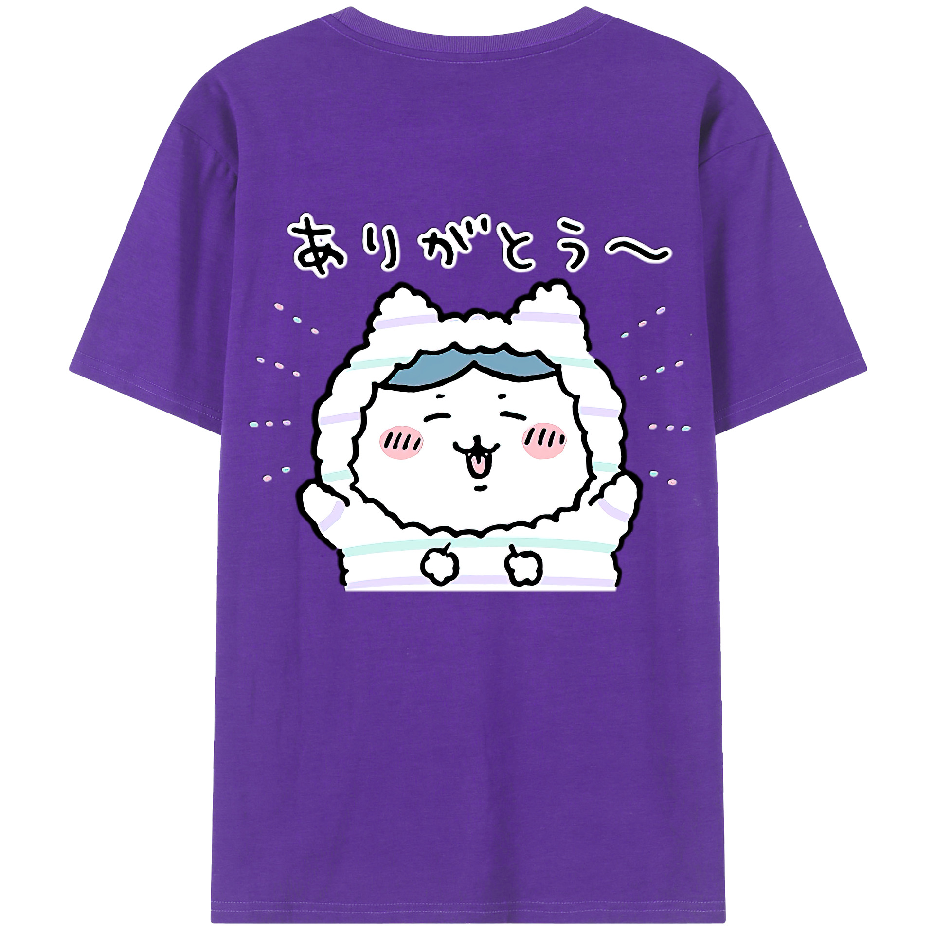 （画像用） ちいかわ ハチワレ Chii-kawa hachiware 綿100％半袖Tシャツ（背面プリント）