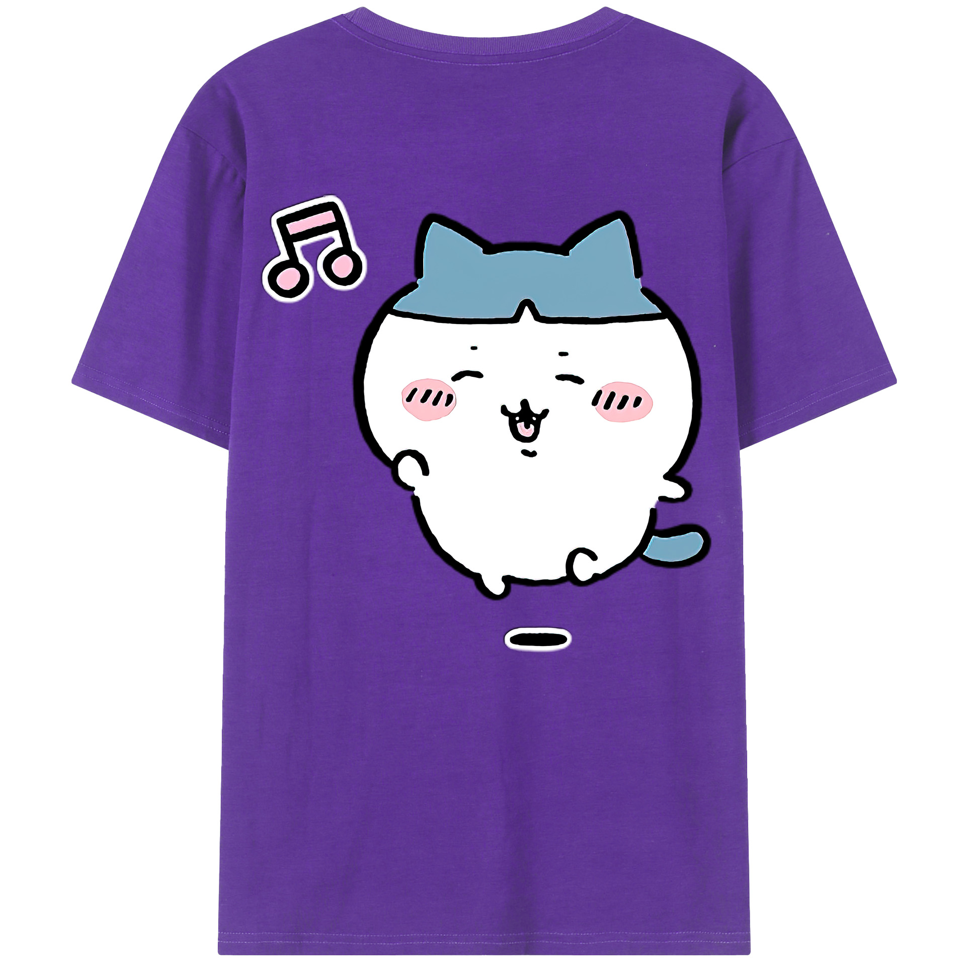 （画像用） ちいかわ ハチワレ Chii-kawa hachiware 綿100％半袖Tシャツ（背面プリント）