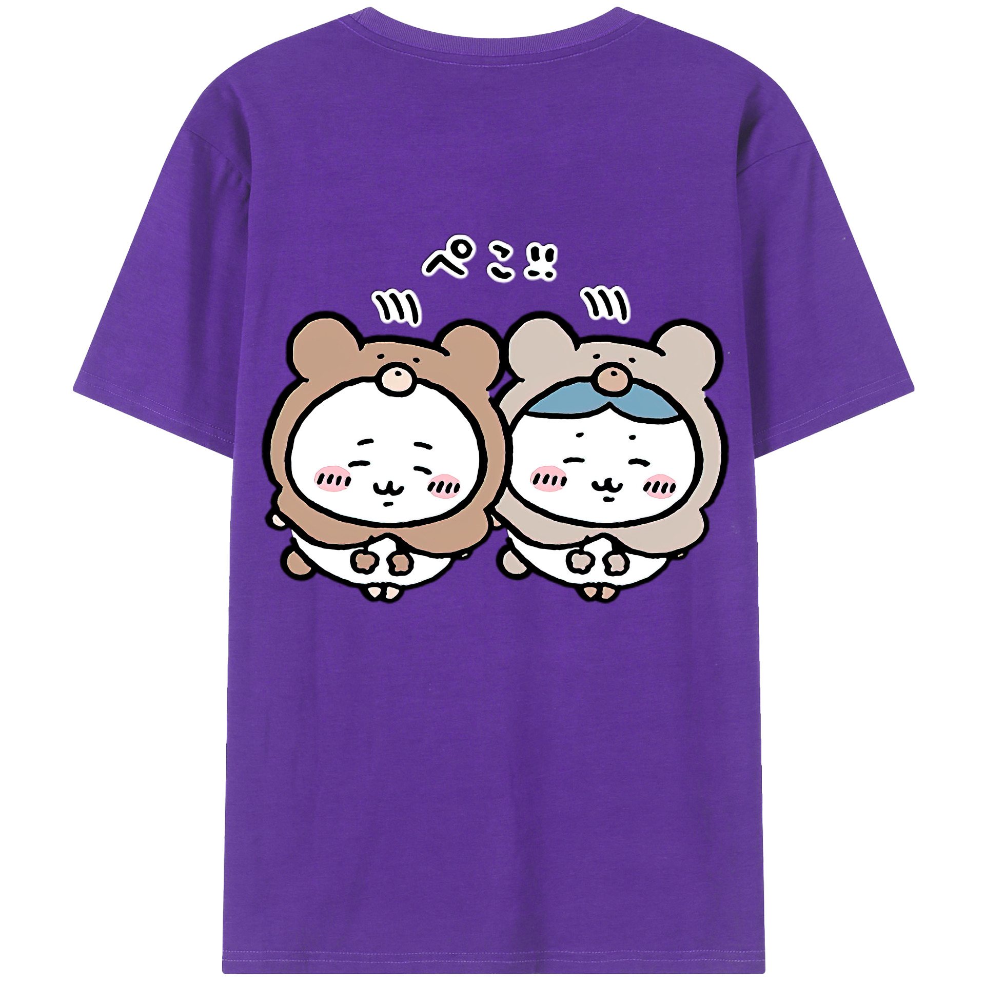 （画像用） ちいかわ ハチワレ Chii-kawa hachiware 綿100％半袖Tシャツ（背面プリント）