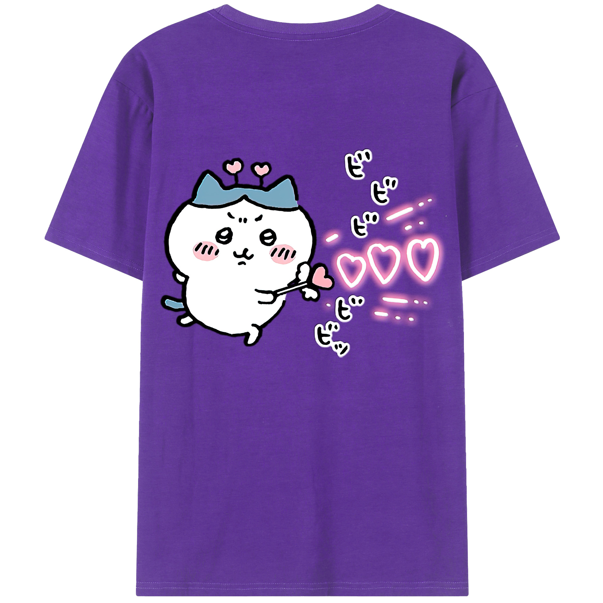 （画像用） ちいかわ ハチワレ Chii-kawa hachiware 綿100％半袖Tシャツ（背面プリント）