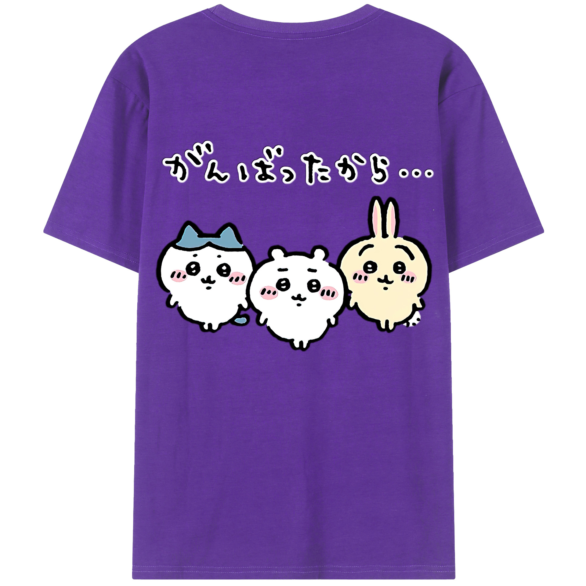（画像用） ちいかわ ハチワレ Chii-kawa hachiware 綿100％半袖Tシャツ（背面プリント）