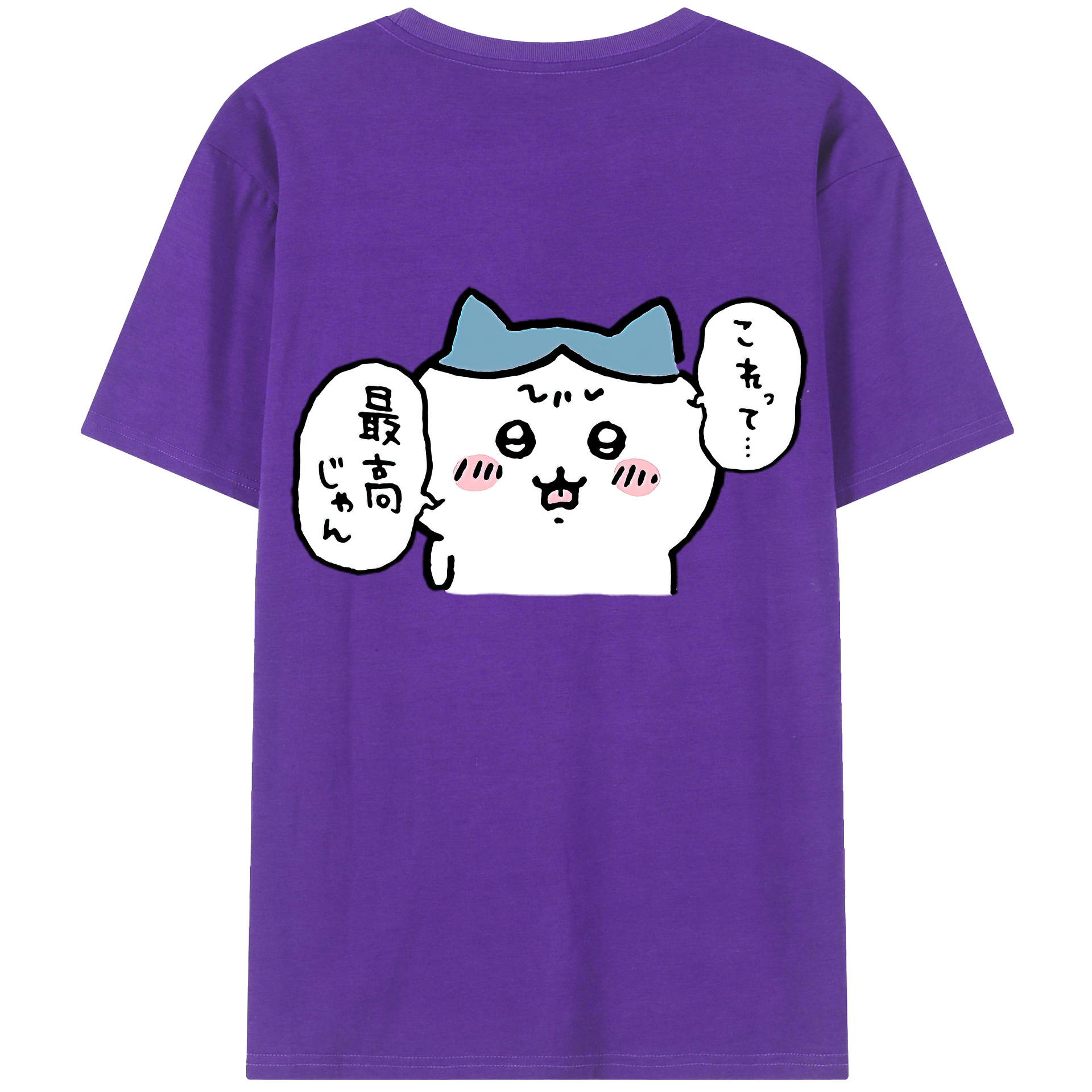 （画像用） ちいかわ ハチワレ Chii-kawa hachiware 綿100％半袖Tシャツ（背面プリント）