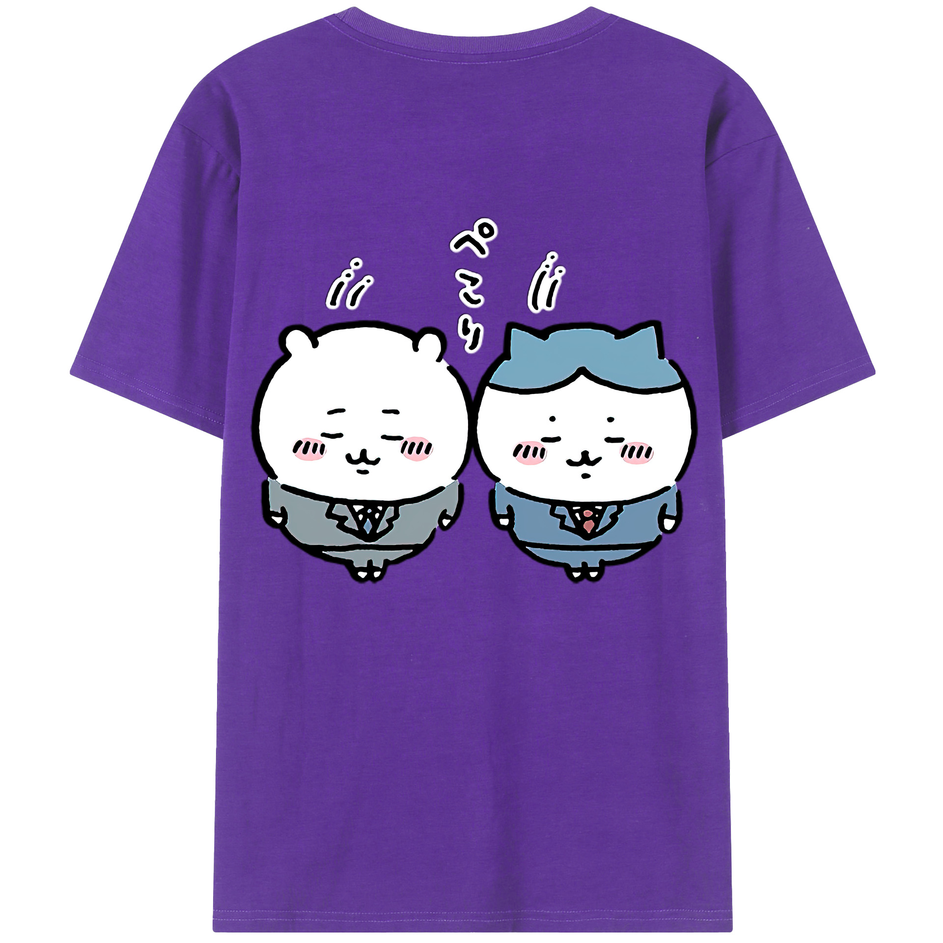 （画像用） ちいかわ ハチワレ Chii-kawa hachiware 綿100％半袖Tシャツ（背面プリント）