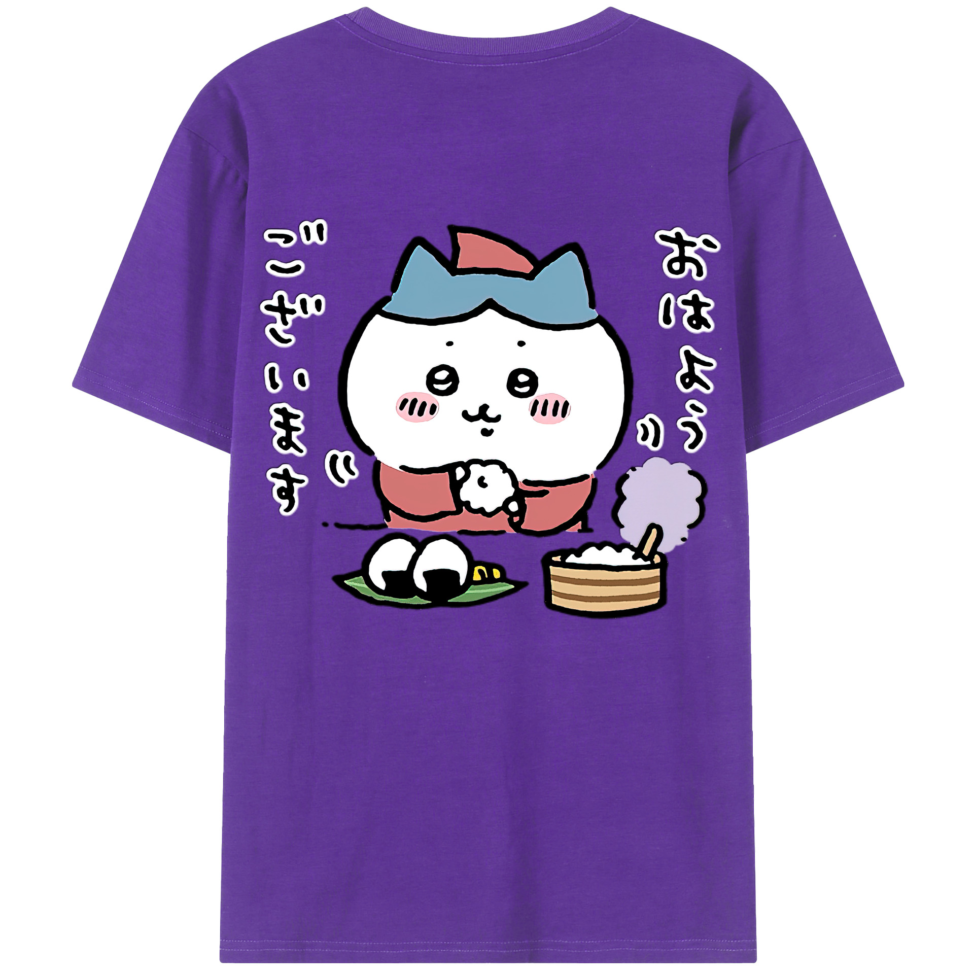 （画像用） ちいかわ ハチワレ Chii-kawa hachiware 綿100％半袖Tシャツ（背面プリント）