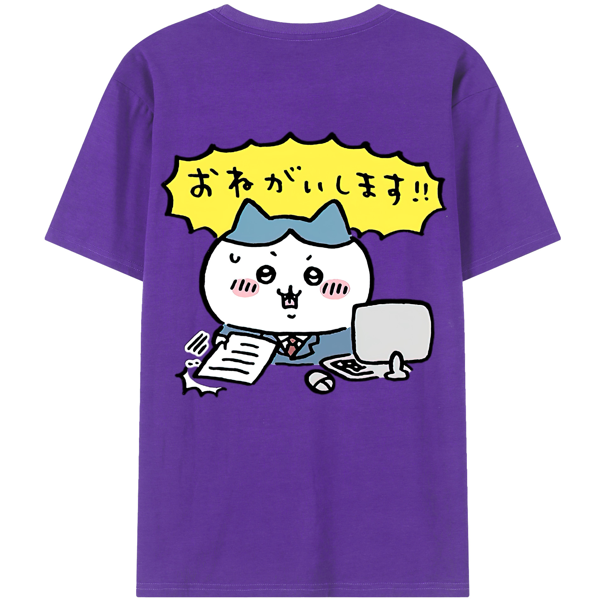 （画像用） ちいかわ ハチワレ Chii-kawa hachiware 綿100％半袖Tシャツ（背面プリント）