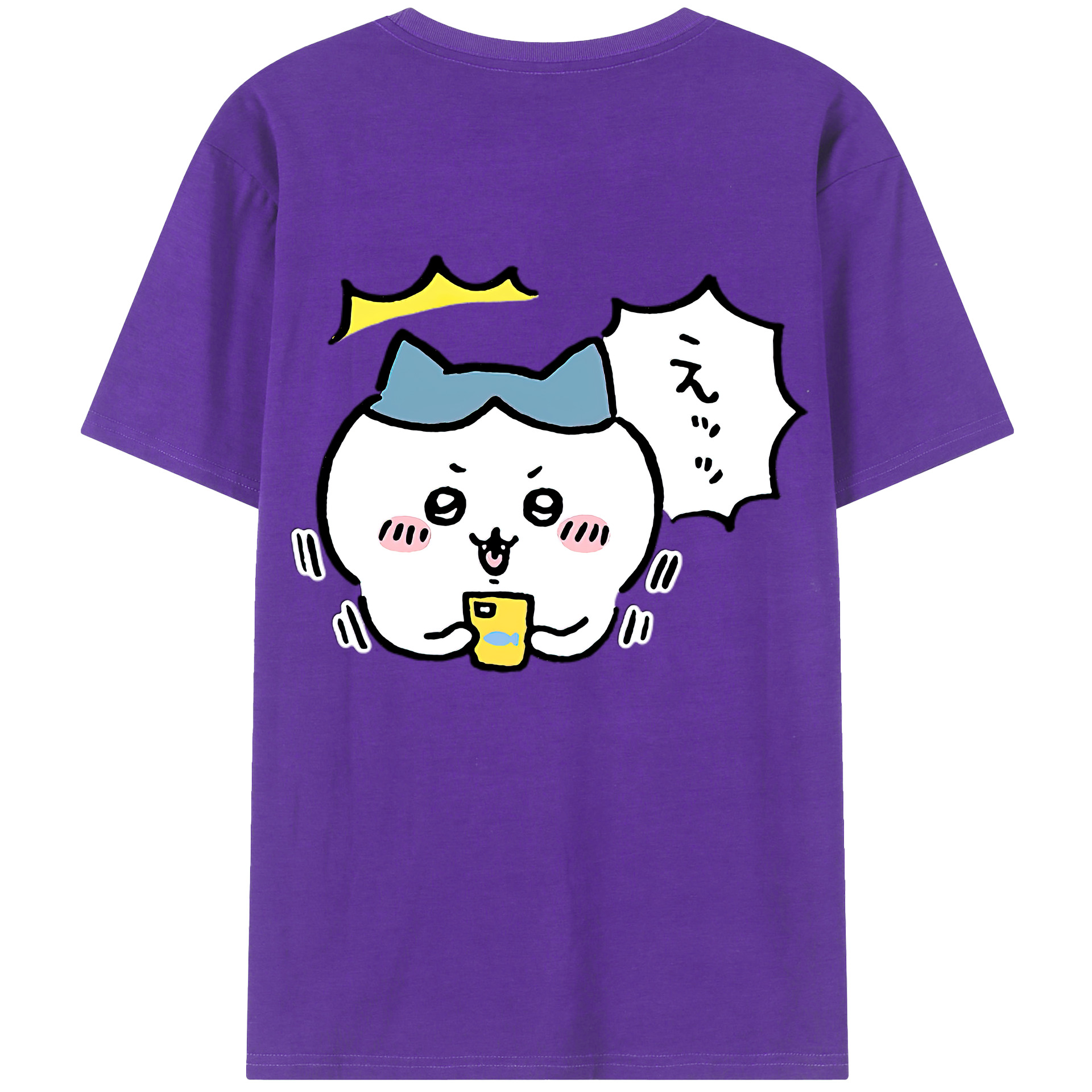 （画像用） ちいかわ ハチワレ Chii-kawa hachiware 綿100％半袖Tシャツ（背面プリント）