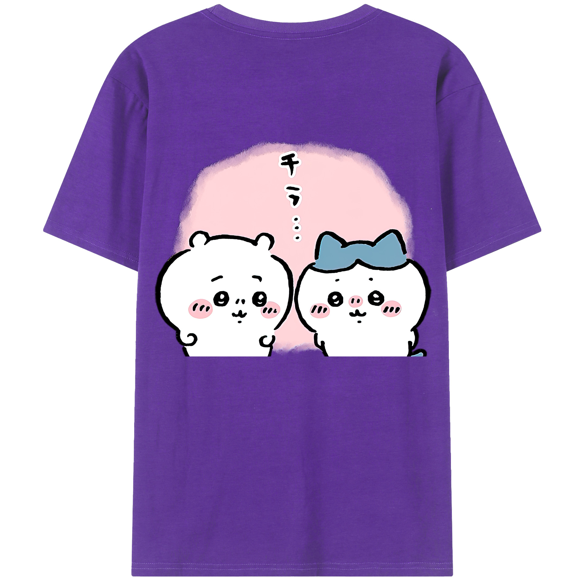 （画像用） ちいかわ ハチワレ Chii-kawa hachiware 綿100％半袖Tシャツ（背面プリント）