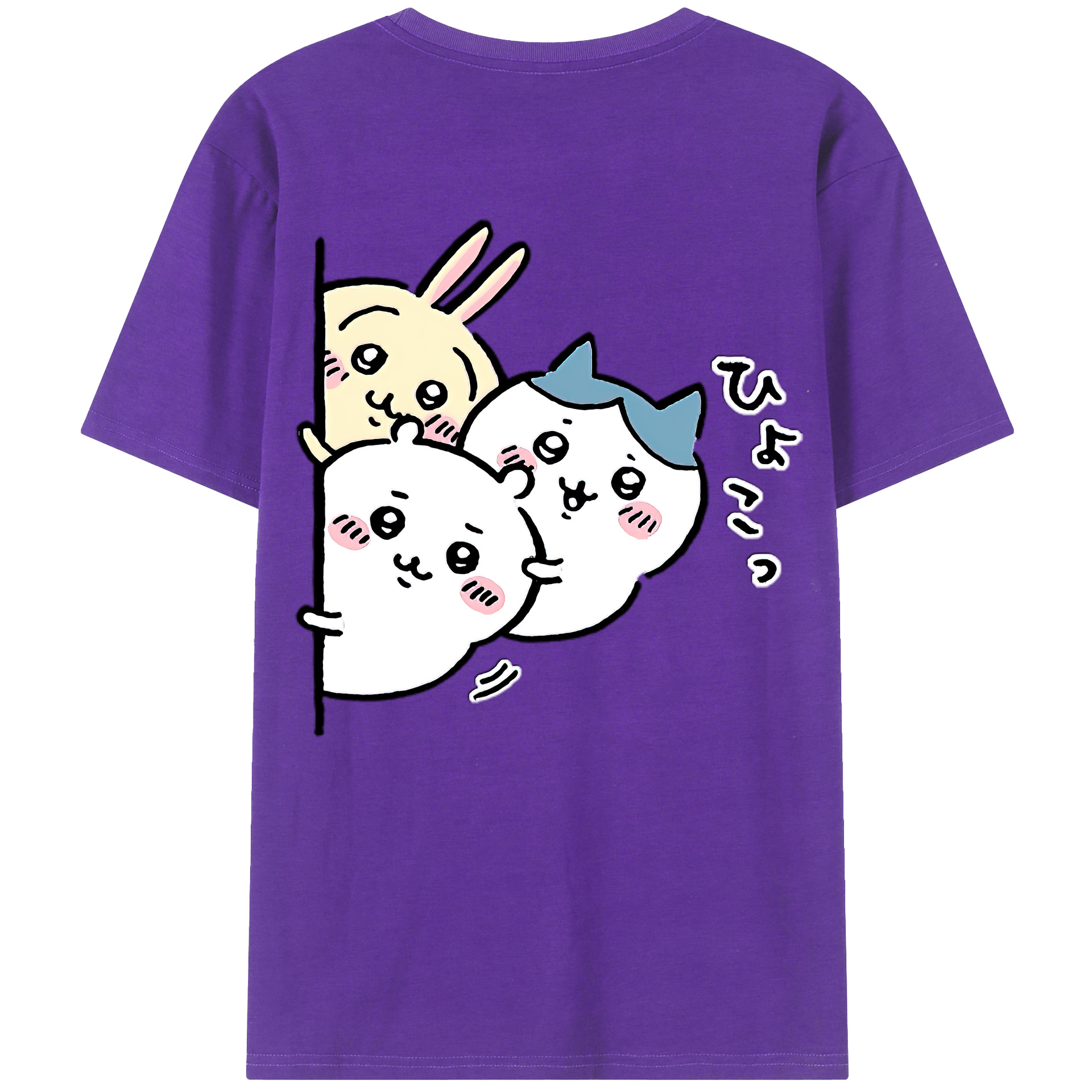 （画像用） ちいかわ うさぎ Chii-kawa usagi 綿100％半袖Tシャツ（背面プリント）