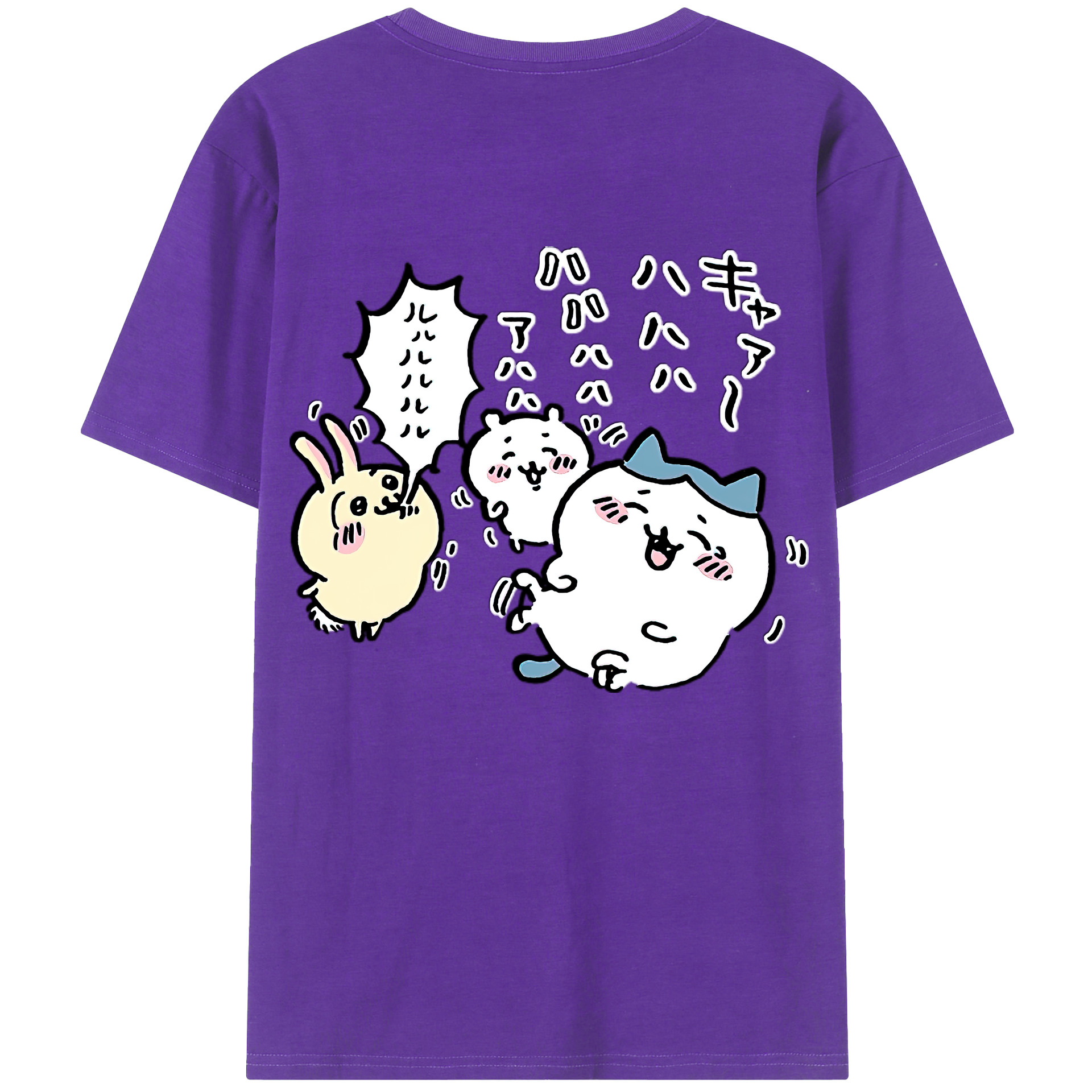 （画像用） ちいかわ うさぎ Chii-kawa usagi 綿100％半袖Tシャツ（背面プリント）